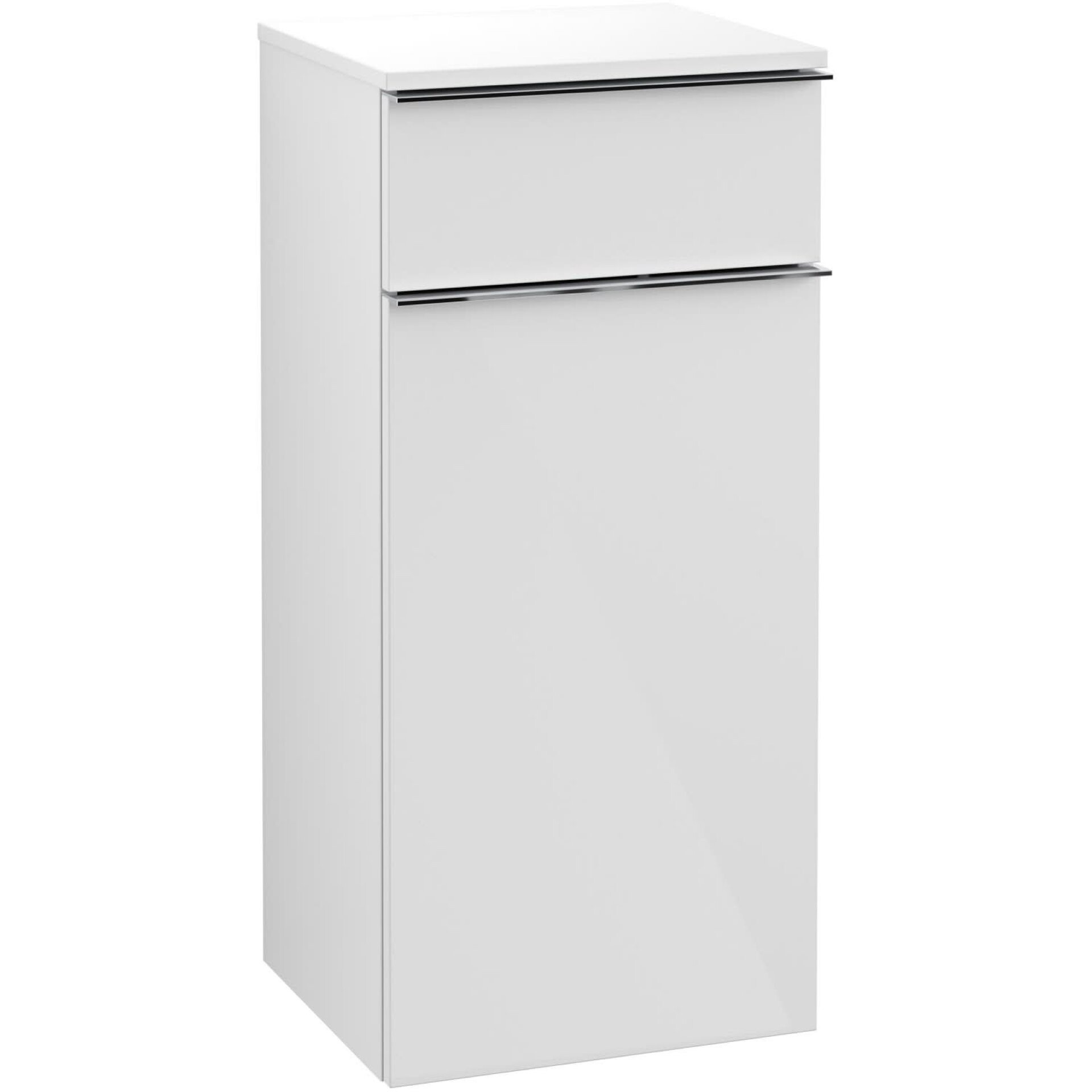 VILLEROY & BOCH VENTICELLO Seitenschrank 40 cm, Weiß, Griff Chrom, Türanschlag links