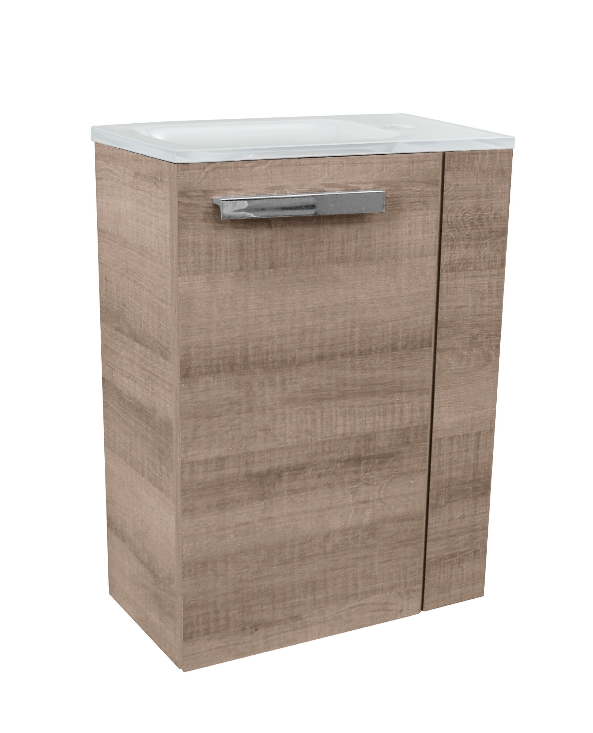 Fackelmann SBC A-VERO Gäste WC Set 2-teilig 45 cm, Braun hell, links, Glas Weiß Fackelmann SBC A-VERO Gäste WC Set 2-teilig 45 cm, Braun hell, links, Glas Weiß