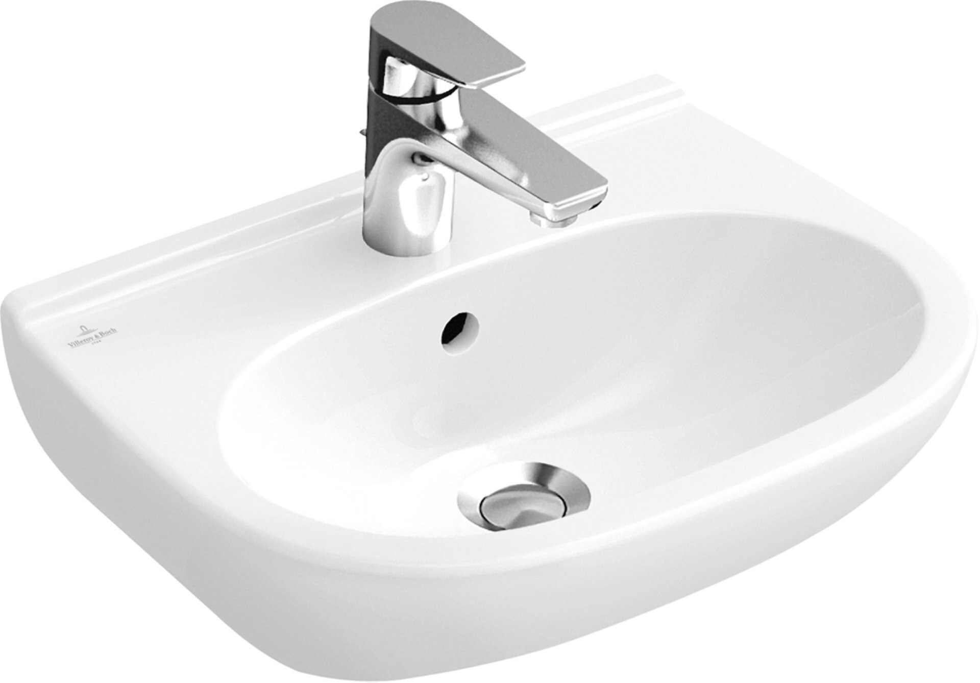 VILLEROY & BOCH O.NOVO Waschbecken Keramik 55 cm breit, Weiß, mit Überlauf, CeramicPlus