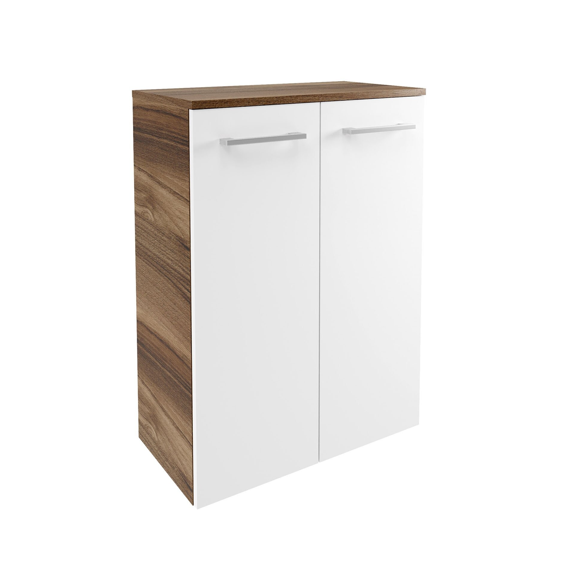 Fackelmann VERONA Doppel Midischrank 60 cm, Braun Dunkel/Weiß Hochglanz Fackelmann VERONA Doppel Midischrank 60 cm, Braun Dunkel/Weiß Hochglanz