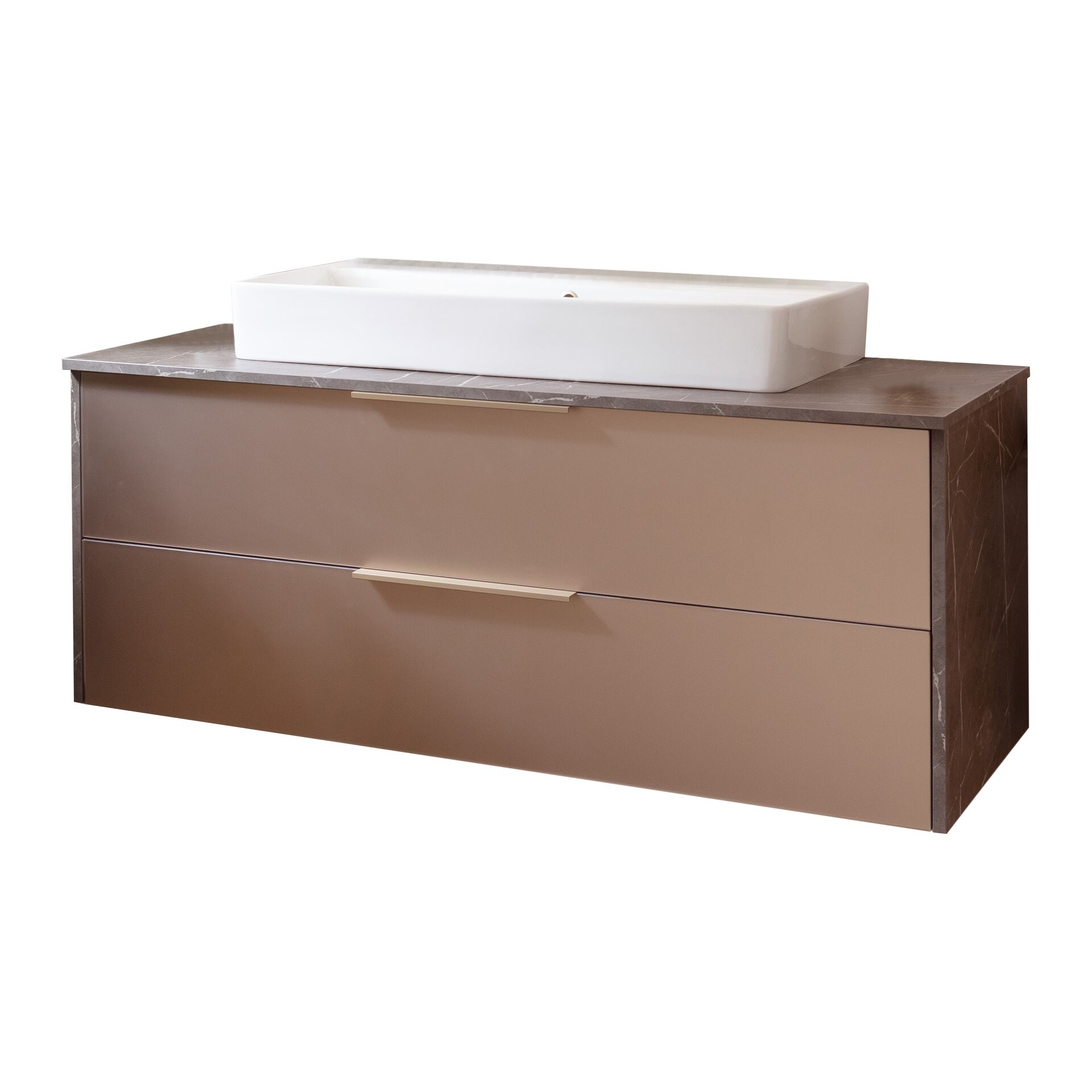 LANZET VIDRO Waschbecken mit Unterschrank 120 cm breit, Braun/Marmor Grau, Waschbecken Keramik Weiß LANZET VIDRO Waschbecken mit Unterschrank 120 cm breit, Braun/Marmor Grau, Waschbecken Keramik Weiß
