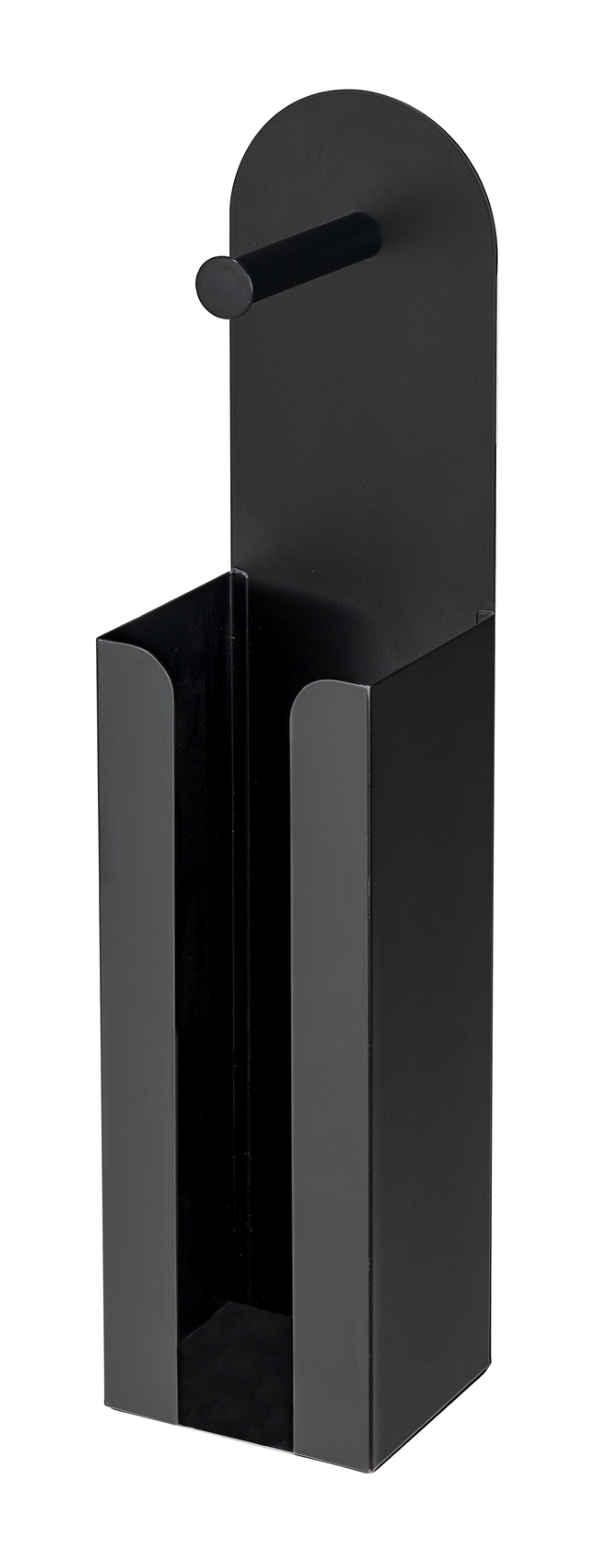 WENKO AGIRA Toilettenpapierhalter, Schwarz, mit Bevorrater