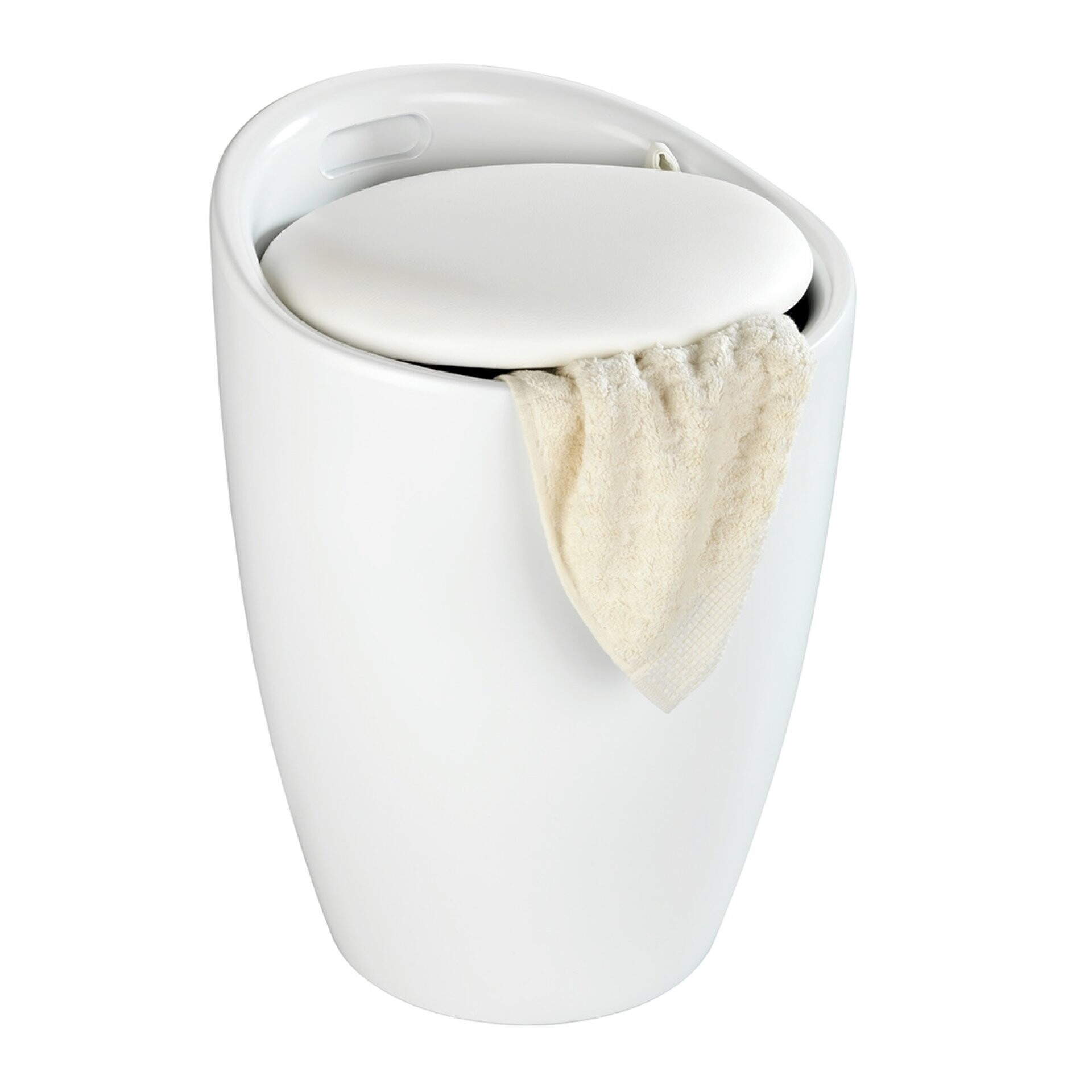 WENKO CANDY Badhocker, Weiß matt, mit abnehmbarem Wäschesack