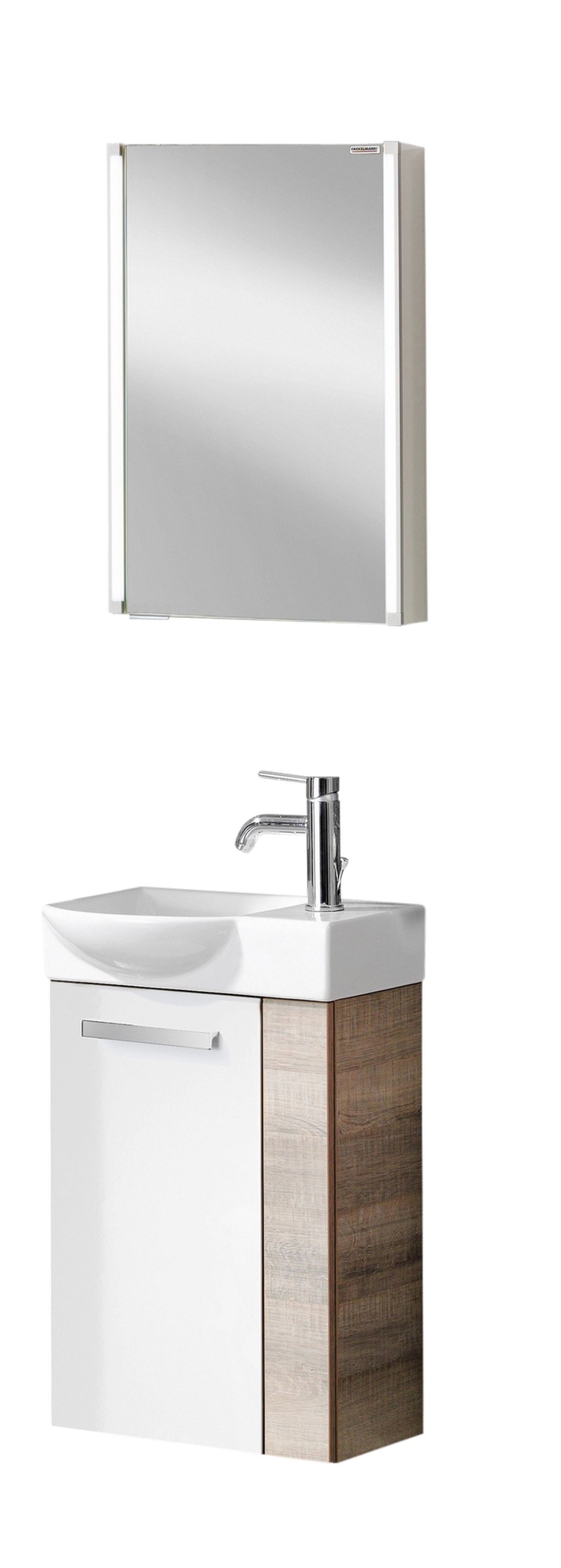 Fackelmann SBC A-VERO Gäste WC Set 4-teilig 45 cm, Braun hell/Weiß, links, Keramik Hahnloch rechts Fackelmann SBC A-VERO Gäste WC Set 4-teilig 45 cm, Braun hell/Weiß, links, Keramik Hahnloch rechts