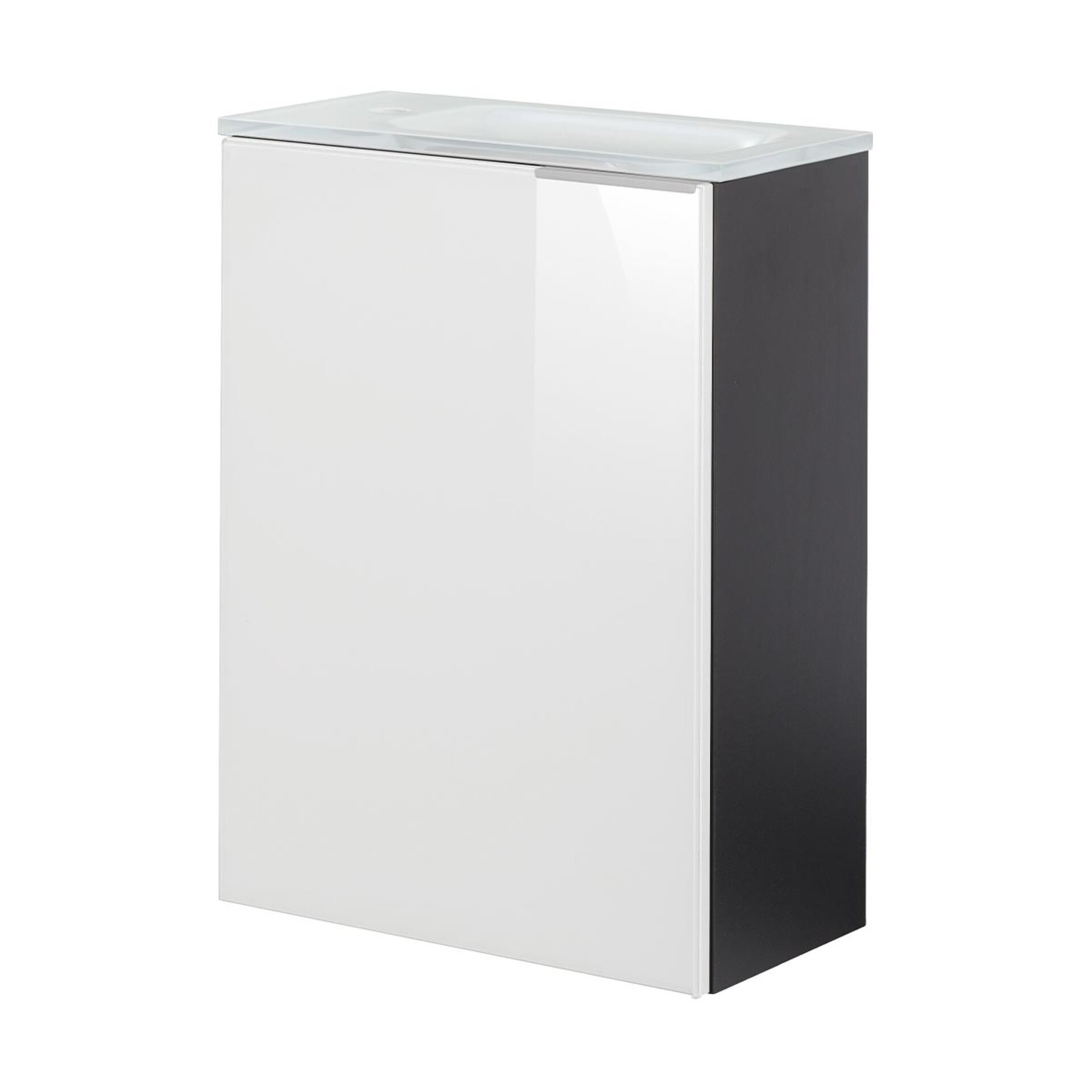 Fackelmann SBC KARA Gäste WC Set 3-teilig 45 cm, Weiß/Anthrazit, links, Glas Weiß Fackelmann SBC KARA Gäste WC Set 3-teilig 45 cm, Weiß/Anthrazit, links, Glas Weiß