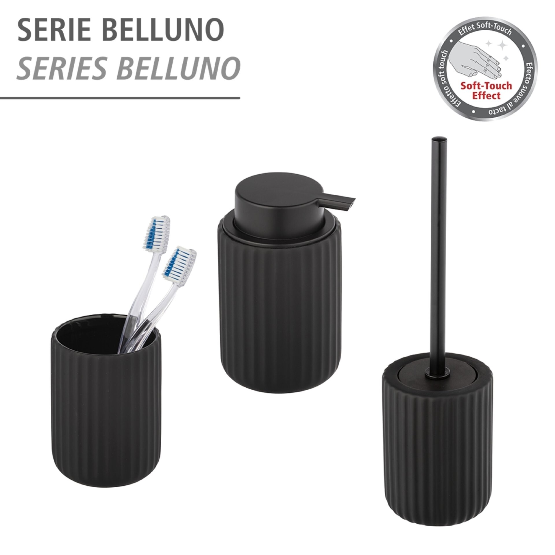WENKO BELLUNO WC-Garnitur, Schwarz, Keramik