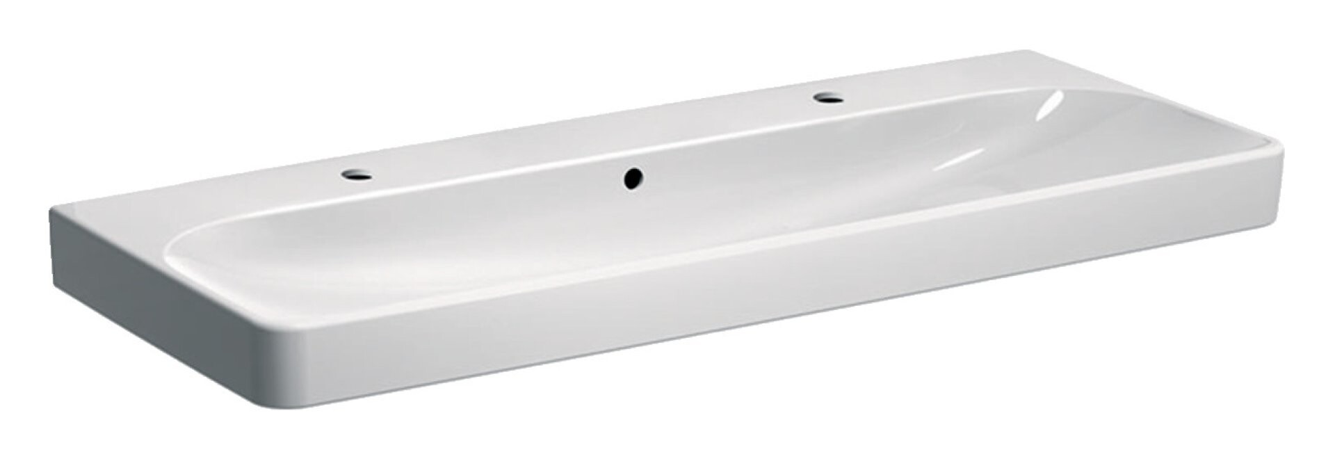 GEBERIT SMYLE SQUARE Doppel-Waschbecken Keramik 120 cm breit, Weiß, zwei Hahnlöcher, KeraTect GEBERIT SMYLE SQUARE Doppel-Waschbecken Keramik 120 cm breit, Weiß, zwei Hahnlöcher, KeraTect