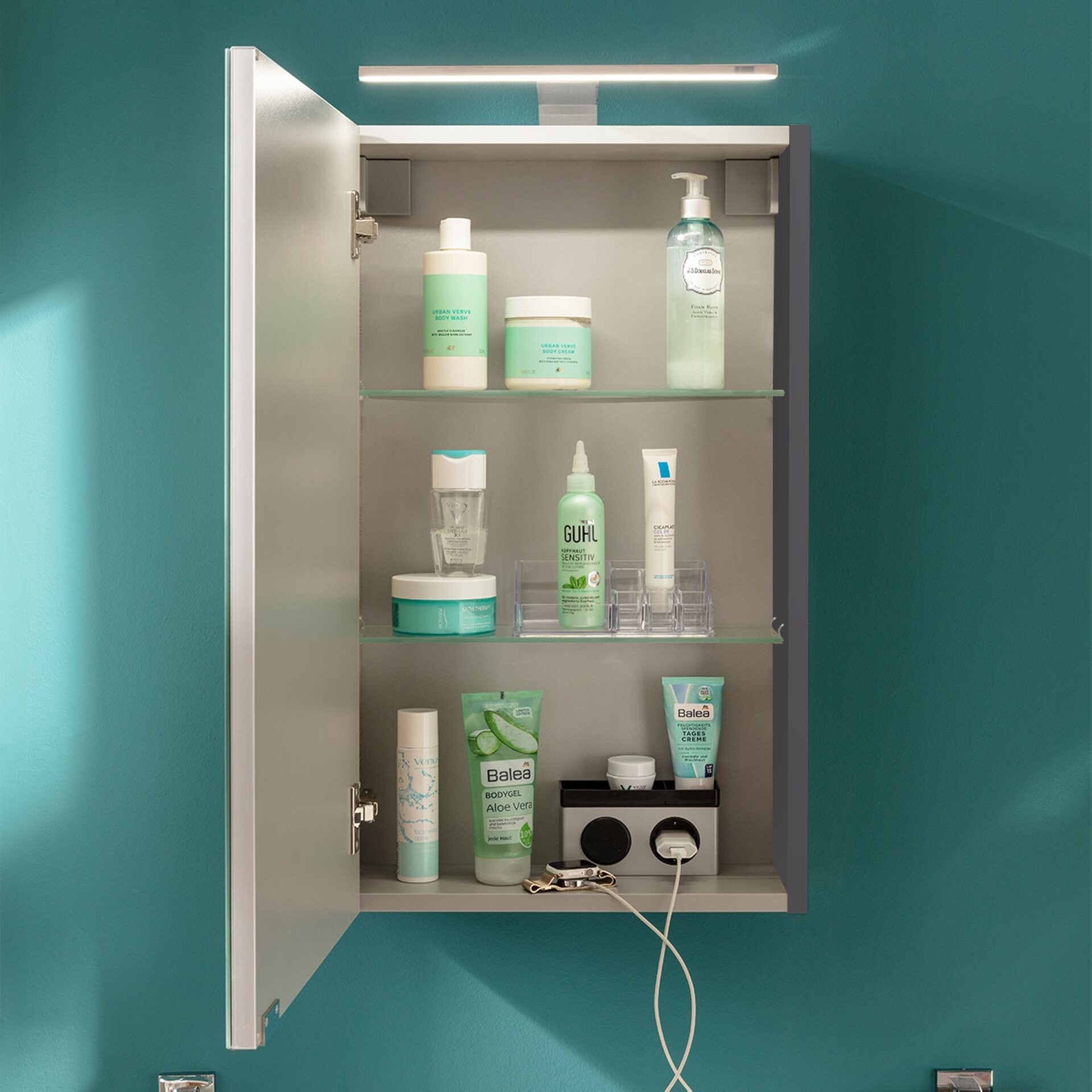 Fackelmann SBC LUNA Gäste-WC Spiegelschrank 40 cm, Anthrazit, links Fackelmann SBC LUNA Gäste-WC Spiegelschrank 40 cm, Anthrazit, links