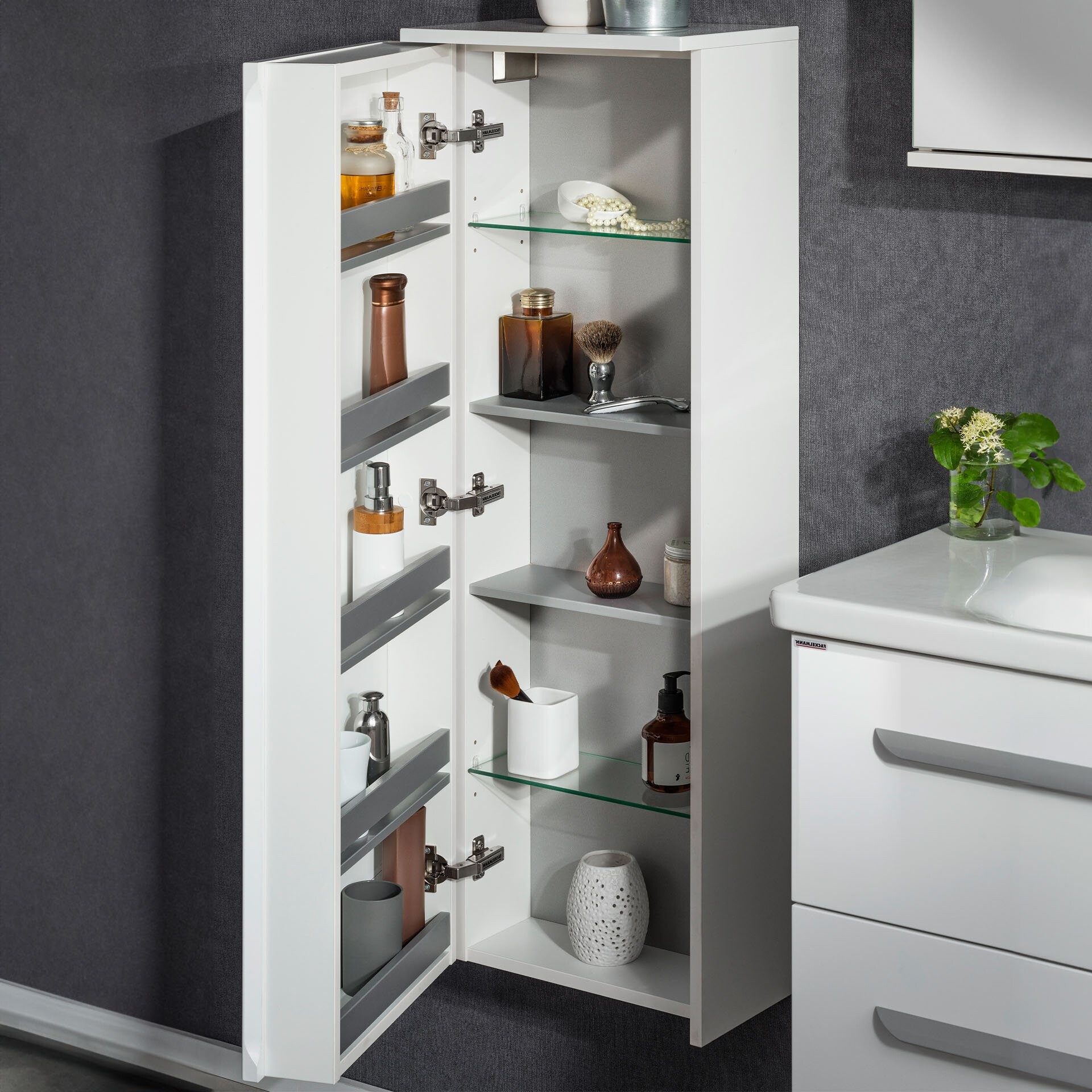 Fackelmann Kofferschrank Midischrank 40 cm, links, Weiß Fackelmann Kofferschrank Midischrank 40 cm, links, Weiß