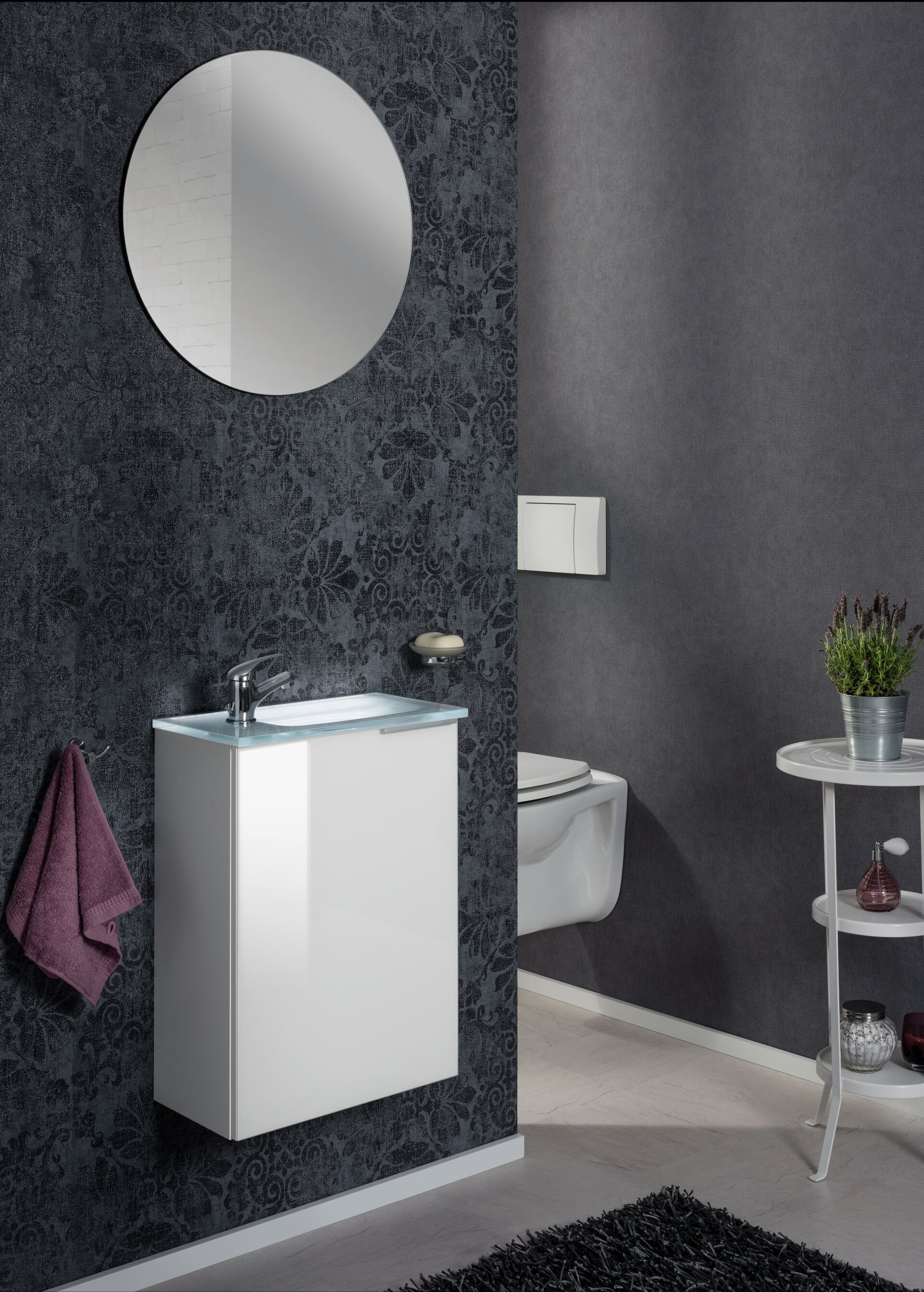 Fackelmann SBC KARA Gäste WC Set 2-teilig 45cm, Weiß, links, Glas Weiß Fackelmann SBC KARA Gäste WC Set 2-teilig 45cm, Weiß, links, Glas Weiß