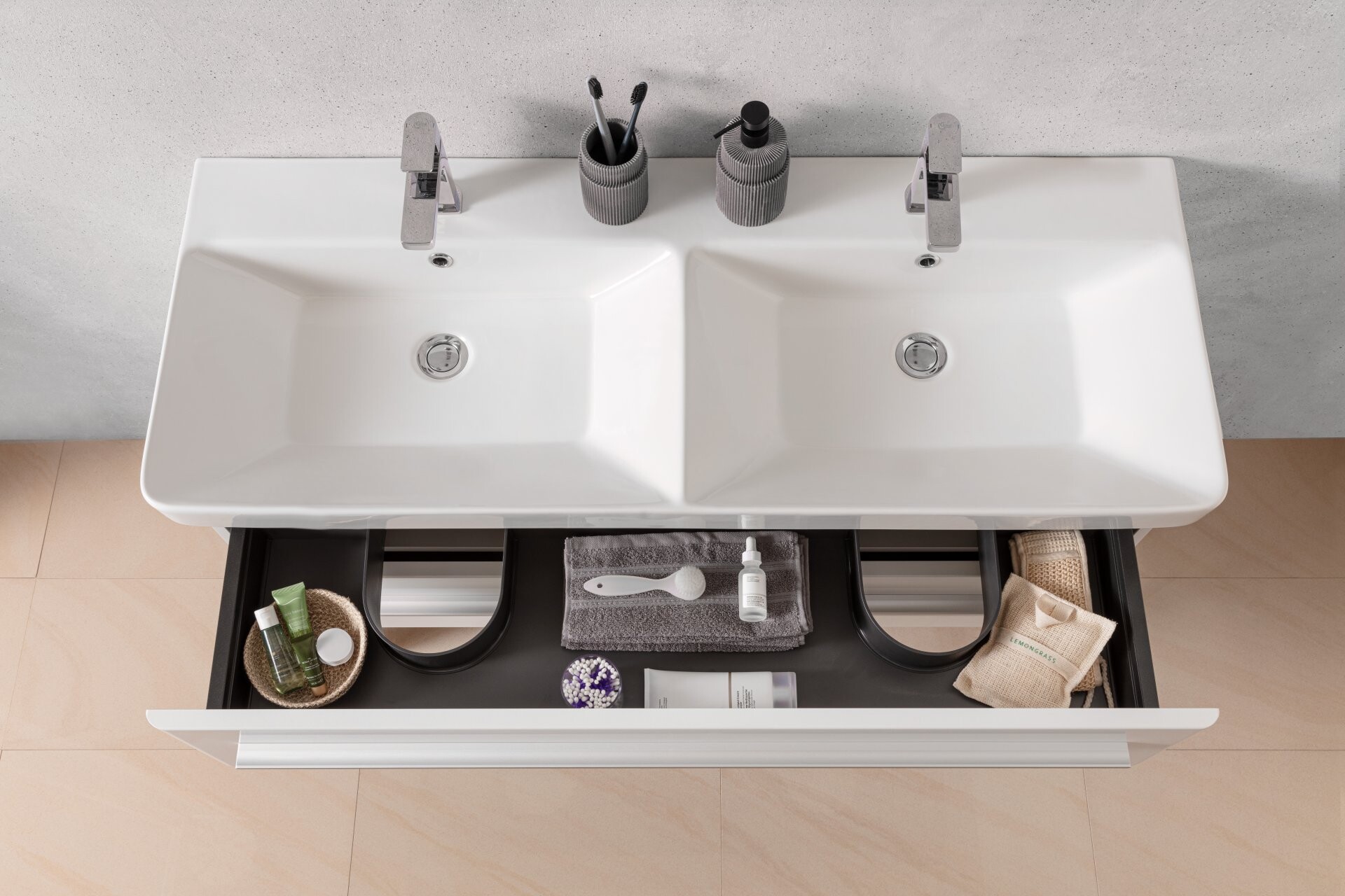 Lanzet K8 Badmöbel Set 2-teilig, Doppel-Waschtisch 120 cm, Dunkelbraun Lanzet K8 Badmöbel Set 2-teilig, Doppel-Waschtisch 120 cm, Dunkelbraun