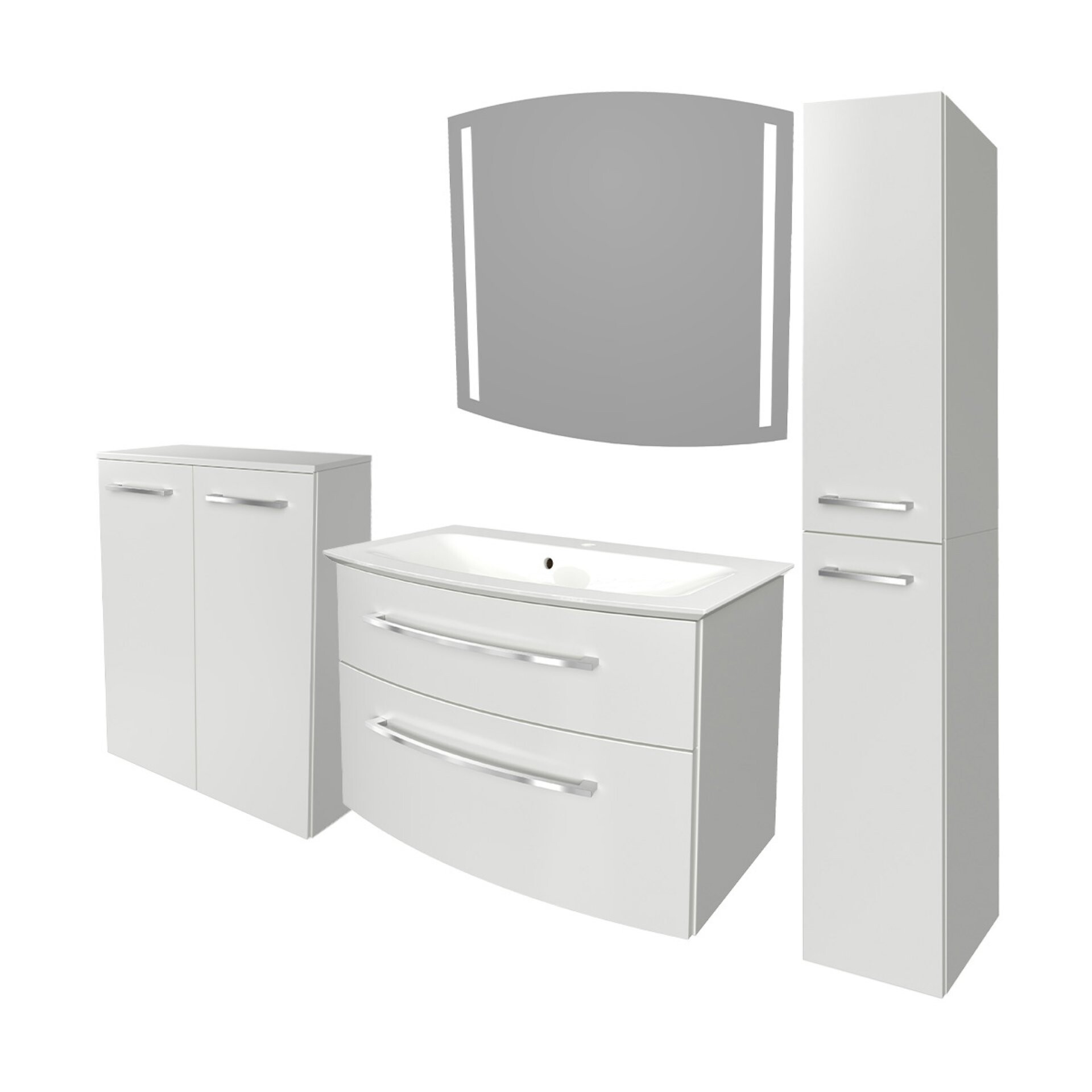 Fackelmann B.STYLE Badmöbel Set 5-teilig, 83 cm, Weiß + Spiegel + 2 Badschränke Fackelmann B.STYLE Badmöbel Set 5-teilig, 83 cm, Weiß + Spiegel + 2 Badschränke