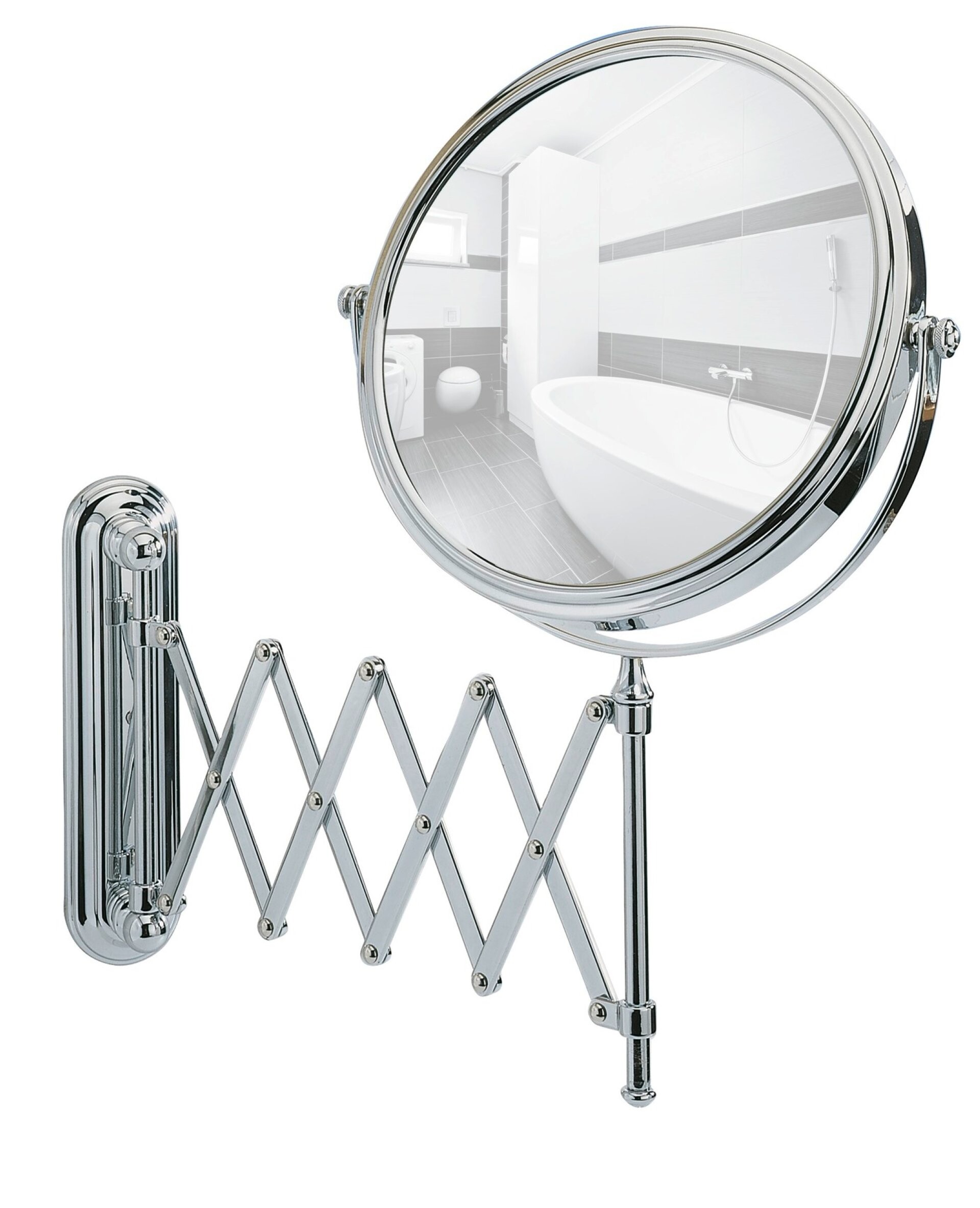 WENKO Kosmetikspiegel Deluxe Teleskop, Wandspiegel, 5-fach Vergrößerung