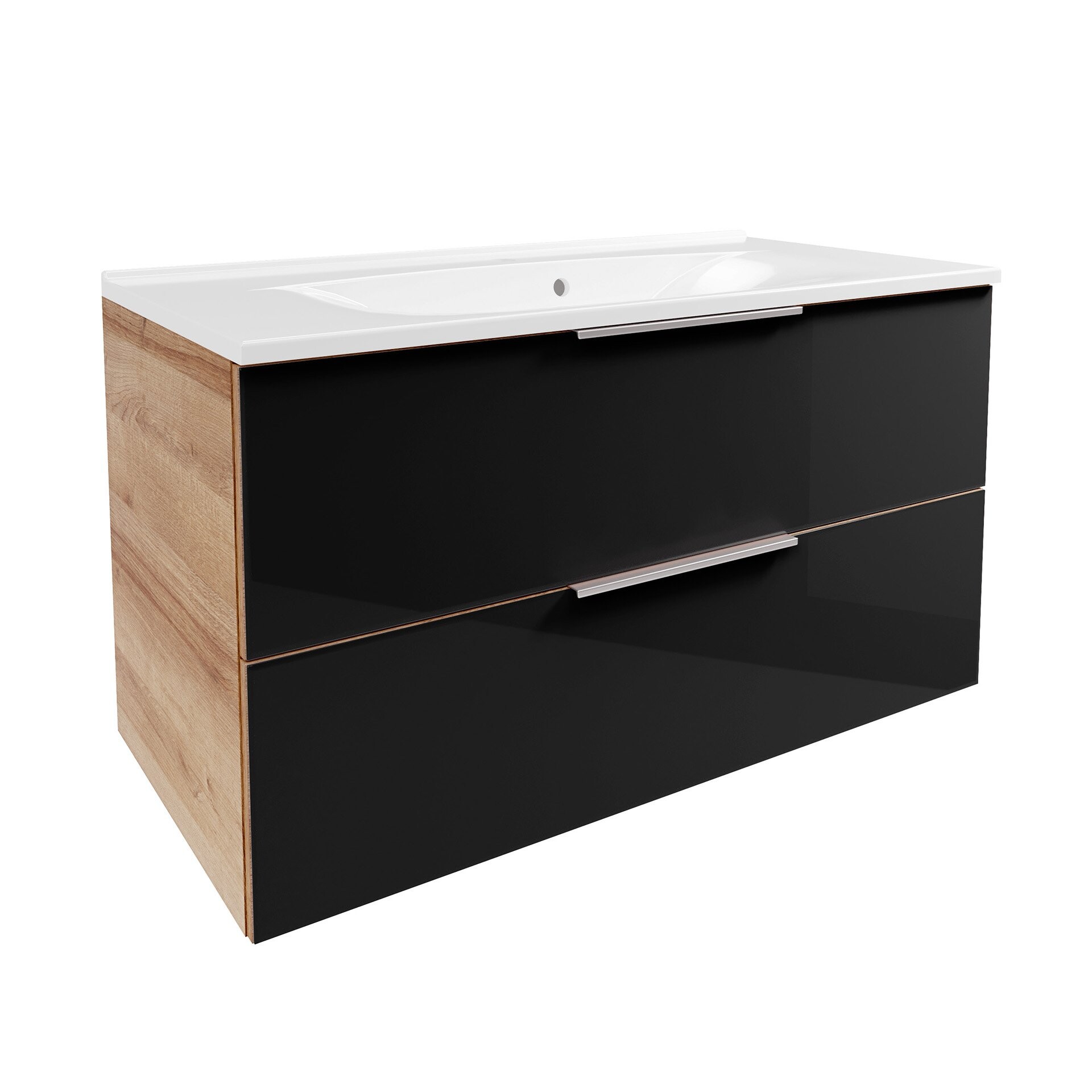 Fackelmann B.BRILLANT Badmöbel Set 2-teilig, 100 cm breit, Anthrazit Glas/Braun hell, Gussmarmor Fackelmann B.BRILLANT Badmöbel Set 2-teilig, 100 cm breit, Anthrazit Glas/Braun hell, Gussmarmor