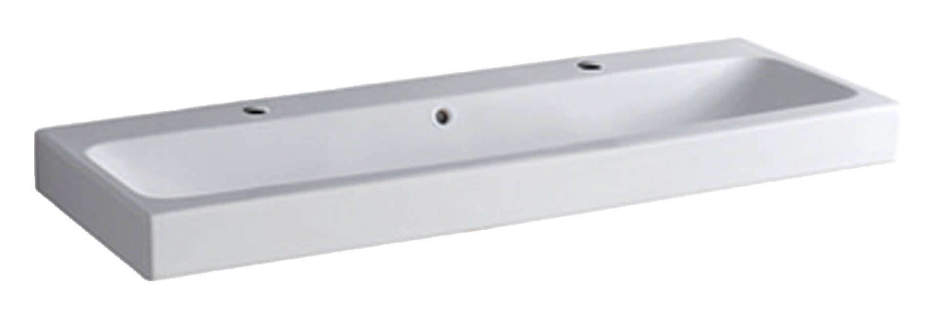 GEBERIT ICON Waschbecken Keramik 120 cm breit, Weiß, zwei Hahnlöcher GEBERIT ICON Waschbecken Keramik 120 cm breit, Weiß, zwei Hahnlöcher