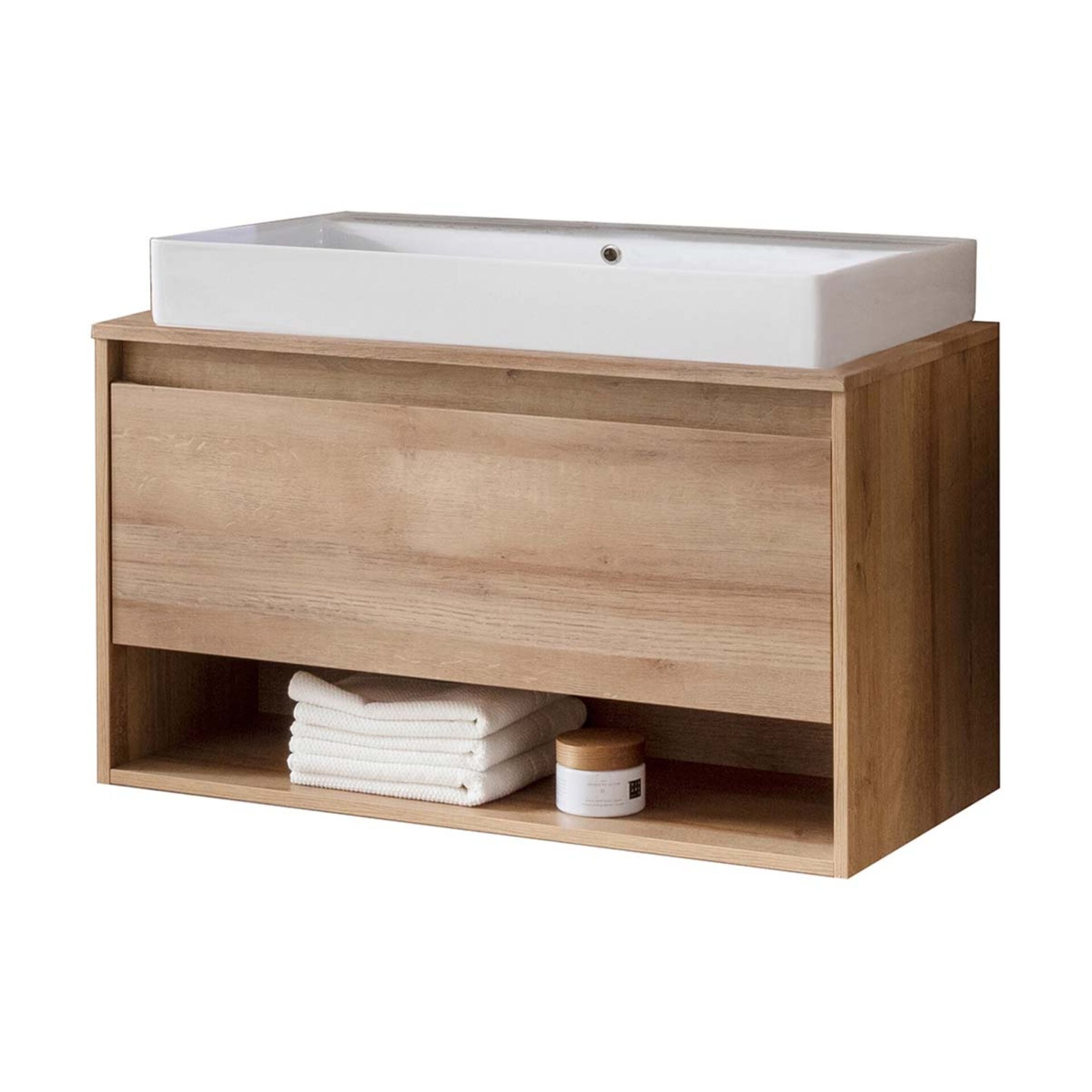 Fackelmann NATURA Badmöbelset 2-teilig, Keramik, 94 cm breit, Braun hell Fackelmann NATURA Badmöbelset 2-teilig, Keramik, 94 cm breit, Braun hell
