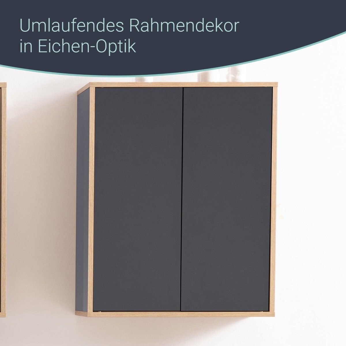 Fackelmann FINN Doppel Hängeschrank 60 cm, Braun hell/Anthrazit