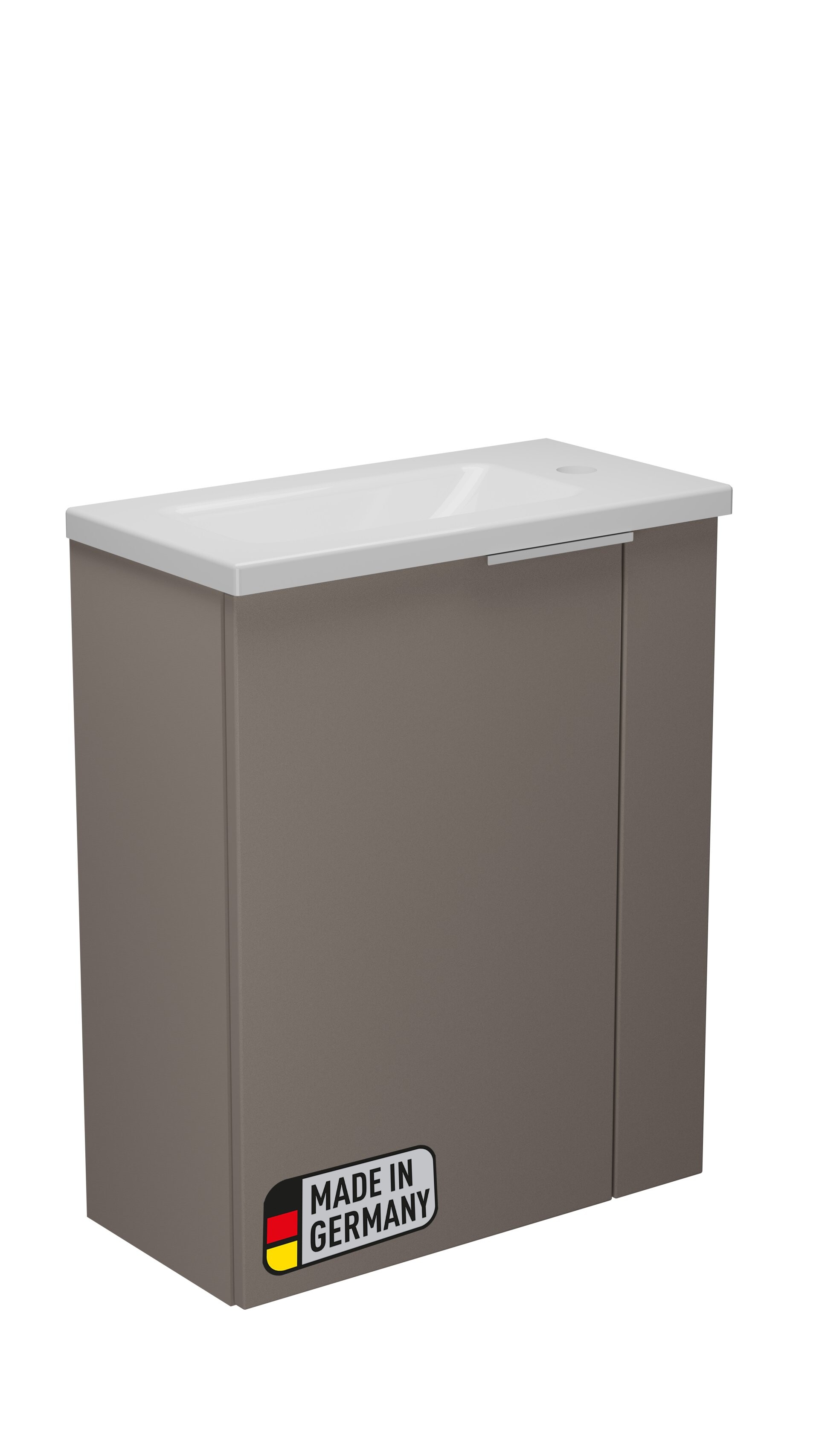 BADEDU UMEA Gäste WC Waschtisch Set 50 cm breit, Grau, Waschbecken Gussmarmor Weiß