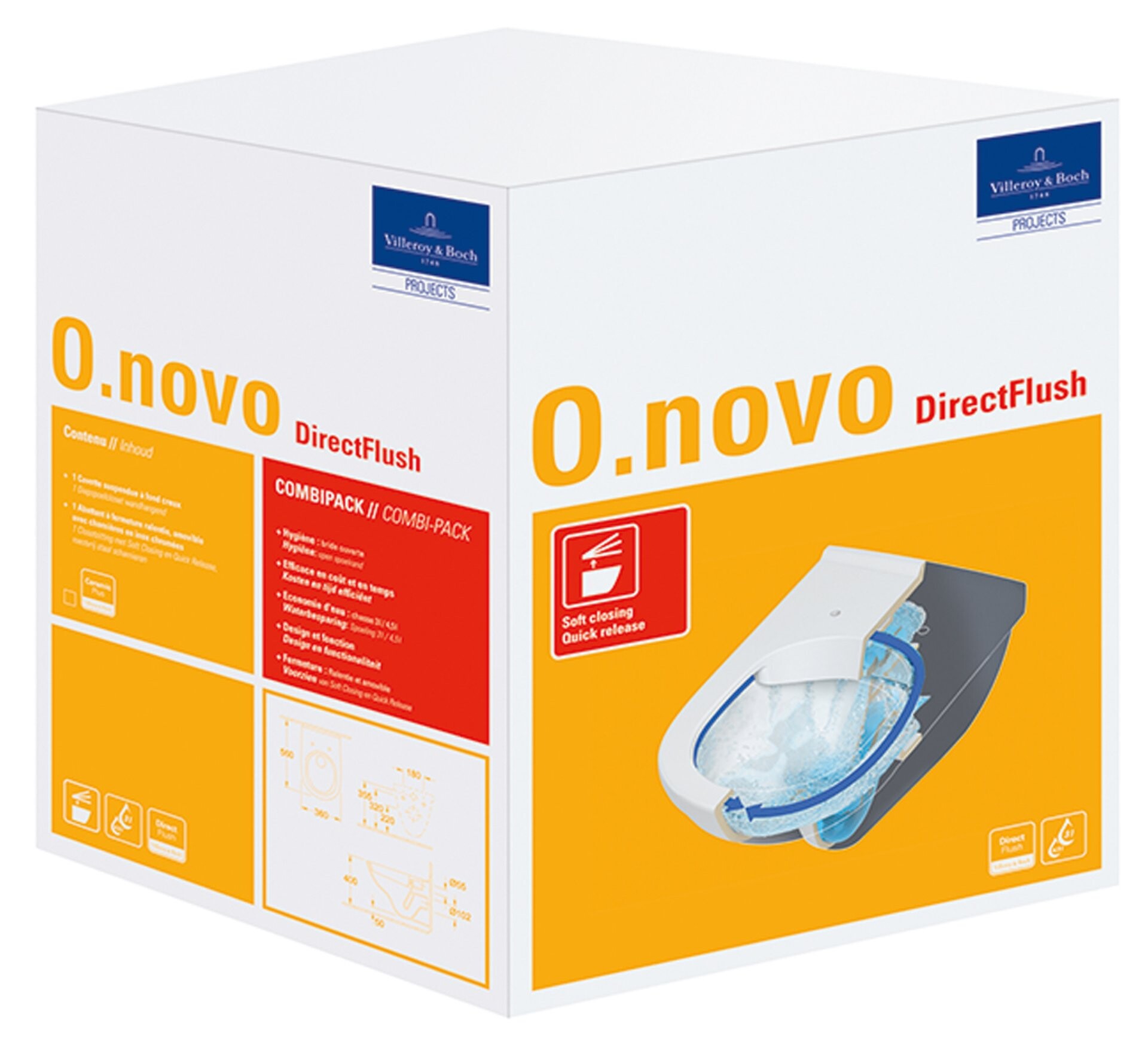 VILLEROY & BOCH O.NOVO Tiefspül-WC mit WC-Sitz, Weiß, spülrandlos VILLEROY & BOCH O.NOVO Tiefspül-WC mit WC-Sitz, Weiß, spülrandlos
