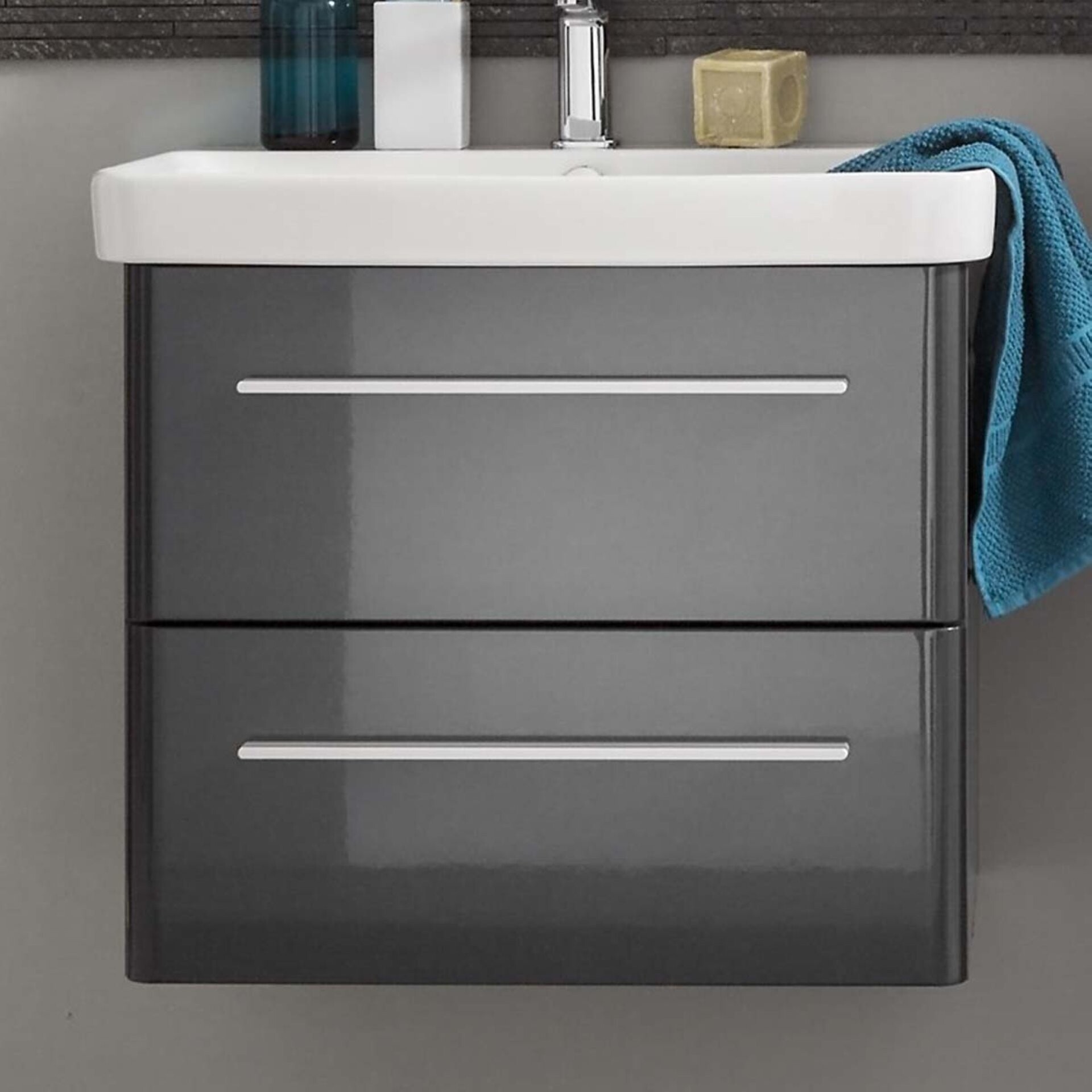 LANZET K8 Badmöbel Set 2-teilig, 60 cm, Grau, Keramikbecken LANZET K8 Badmöbel Set 2-teilig, 60 cm, Grau, Keramikbecken