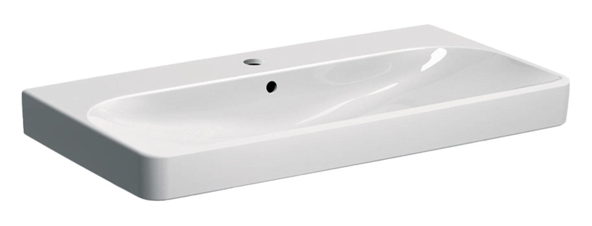 GEBERIT SMYLE SQUARE Waschbecken Keramik 90 cm breit, Weiß, KeraTect GEBERIT SMYLE SQUARE Waschbecken Keramik 90 cm breit, Weiß, KeraTect