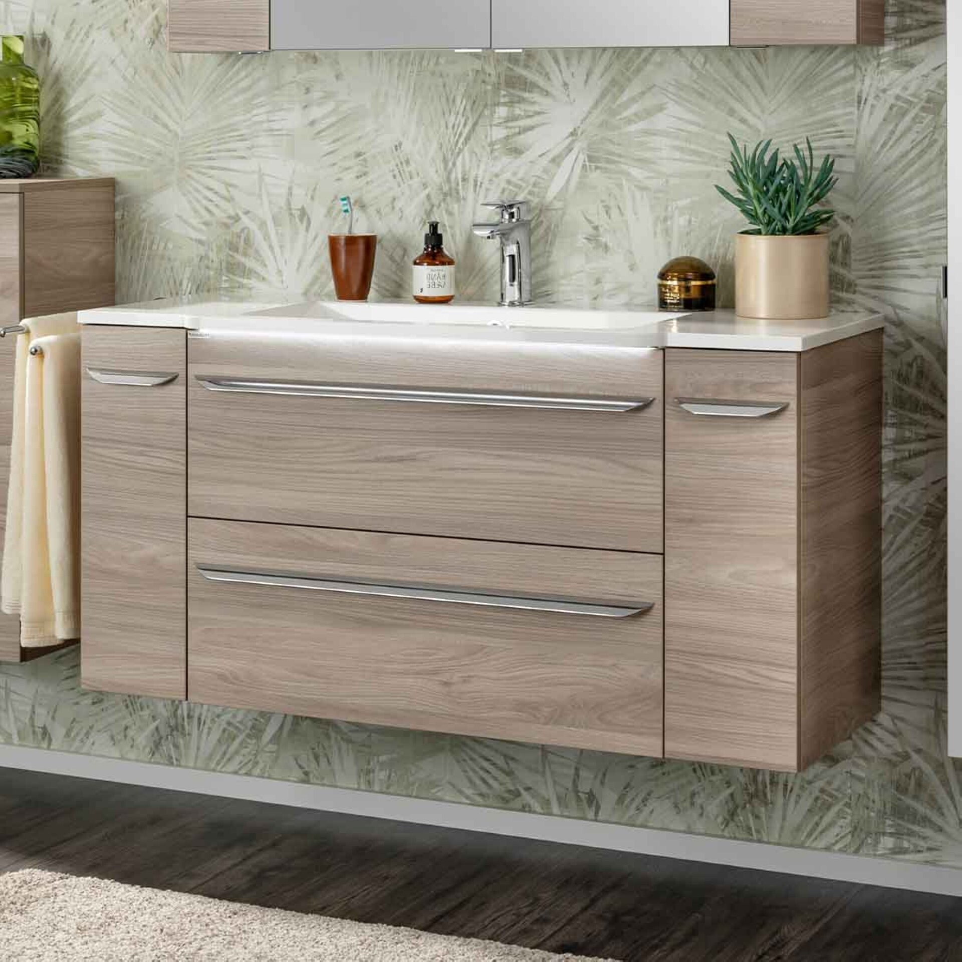 Fackelmann LUXOR Badmöbel Set 4-teilig 120 cm, Braun + Unterschränke Fackelmann LUXOR Badmöbel Set 4-teilig 120 cm, Braun + Unterschränke