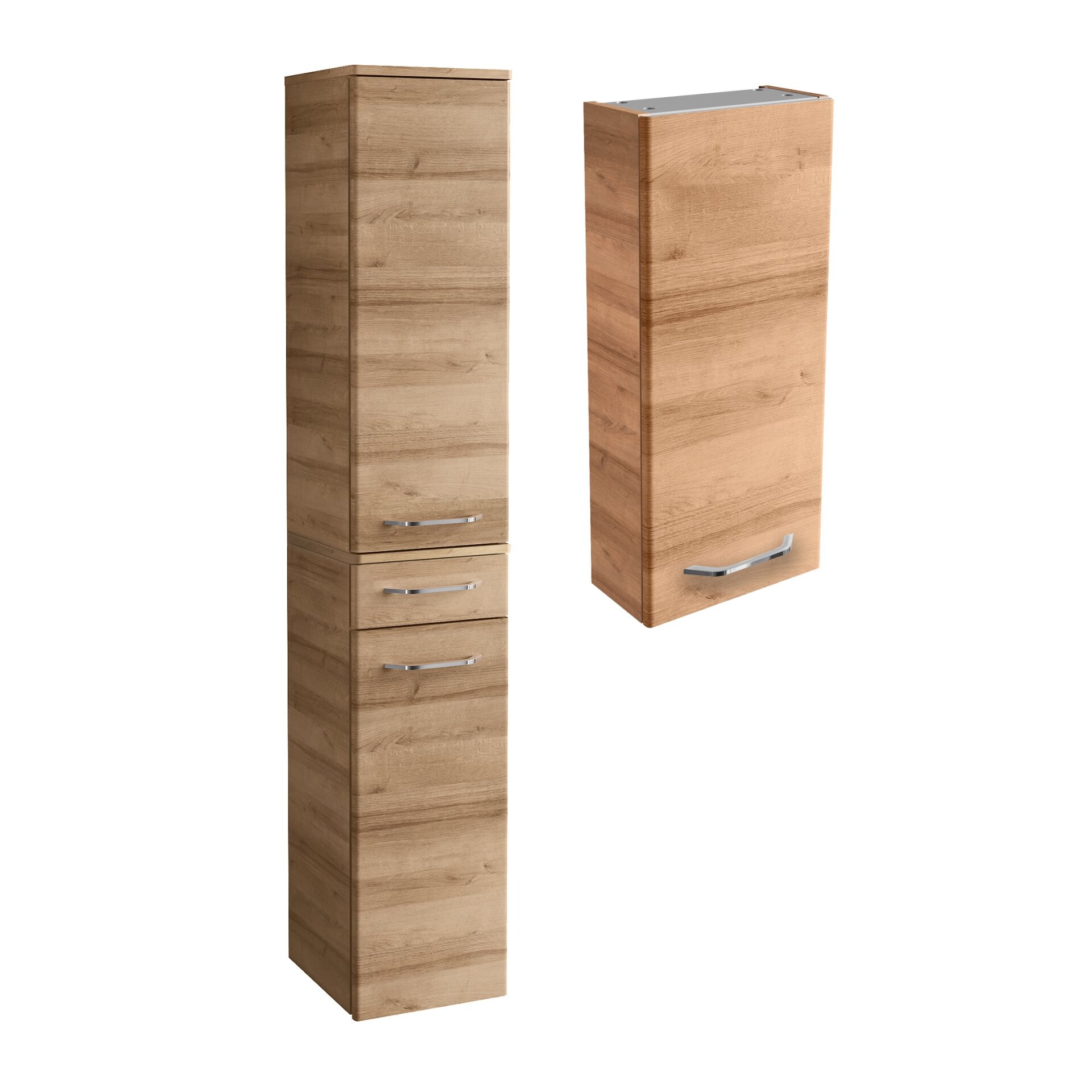 FACKELMANN MILANO Hochschrank und Hängeschrank 30 cm breit, Braun hell