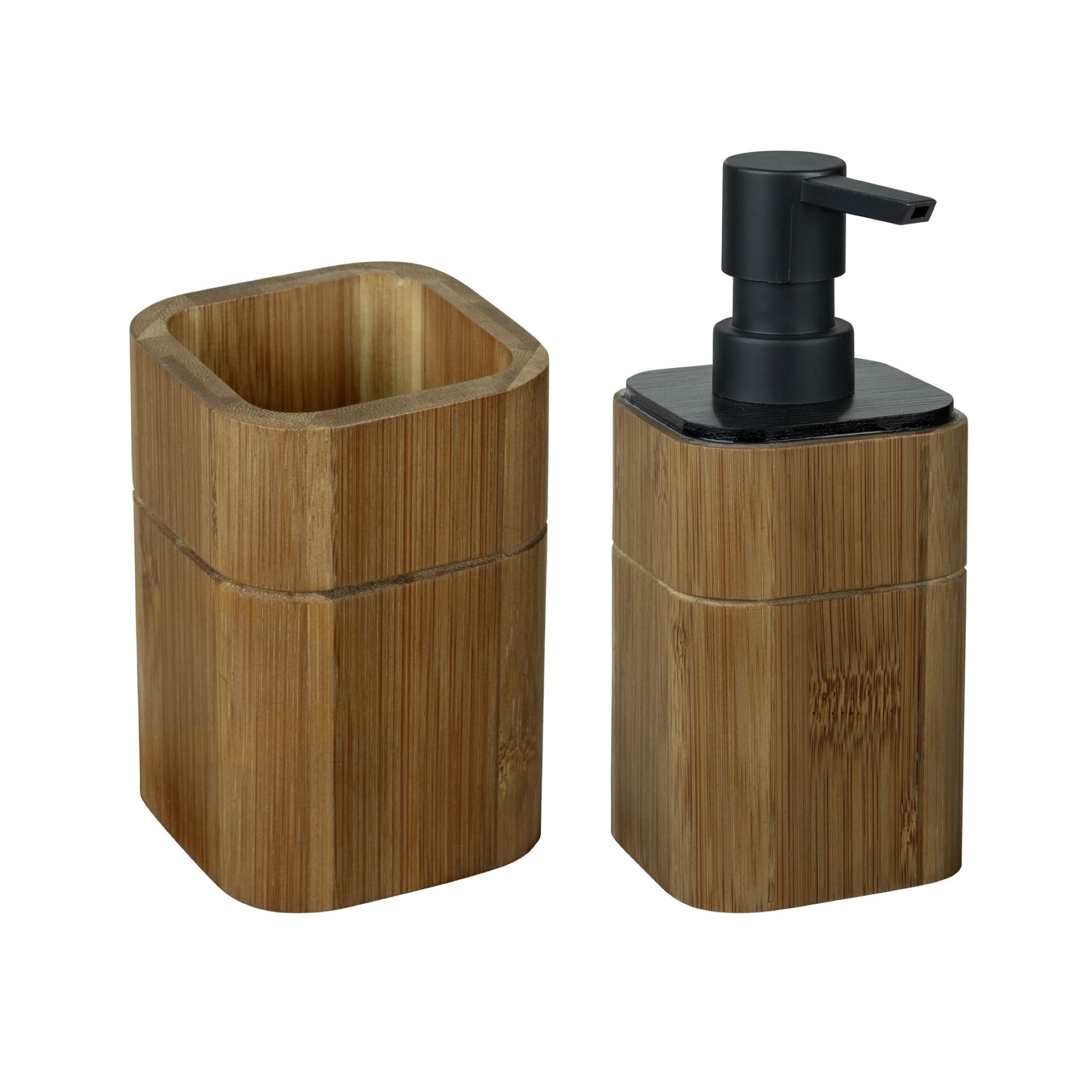 WENKO SERRO Accessoire Set, Braun, Zahnputzbecher, Seifenspender