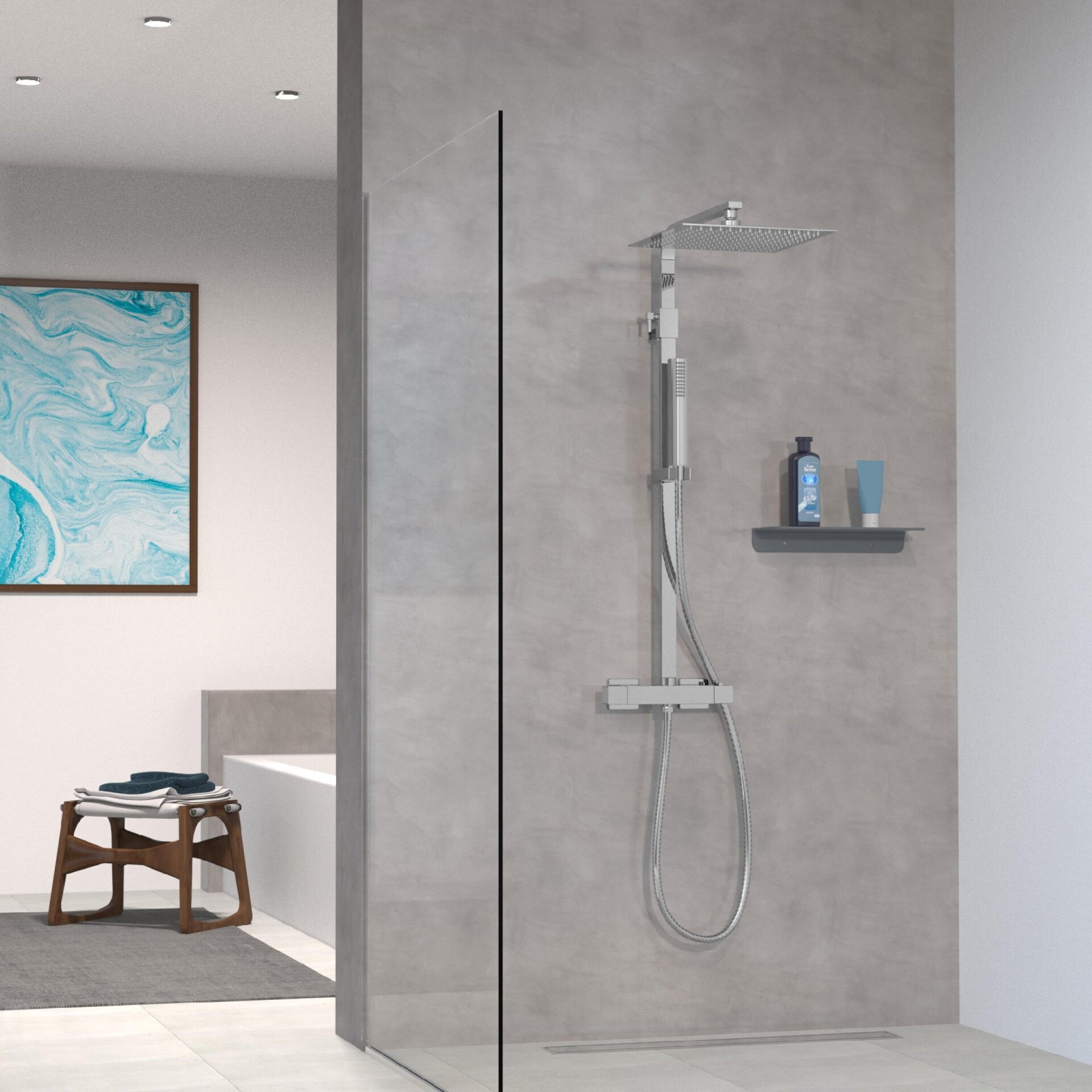 SCHÜTTE SUMBA Überkopf-Brauseset, Chrom, mit Duschthermostat SCHÜTTE SUMBA Überkopf-Brauseset, Chrom, mit Duschthermostat