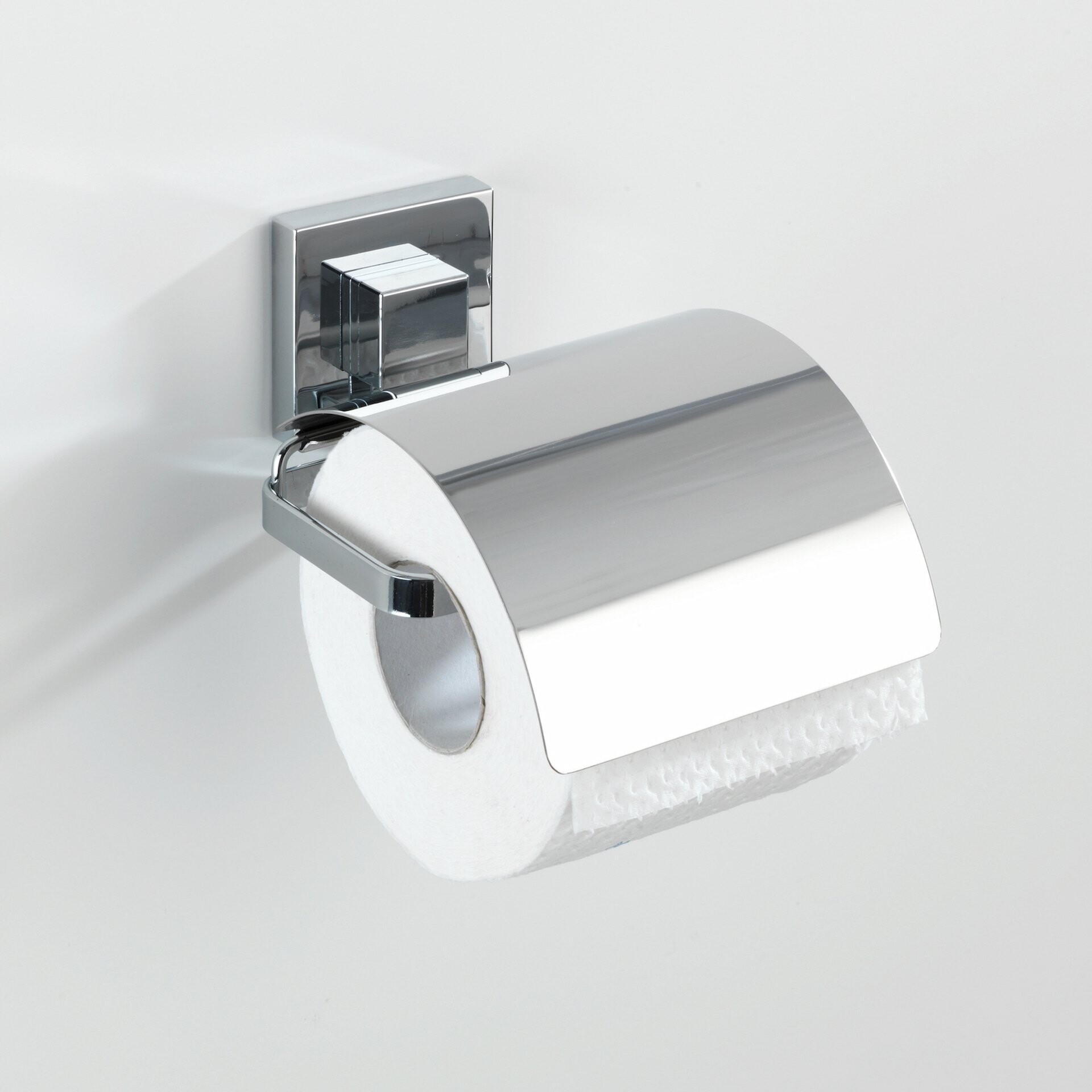 WENKO Vacuum-Loc® Toilettenpapierhalter Cover Quadro, Edelstahl, Befestigen ohne bohren