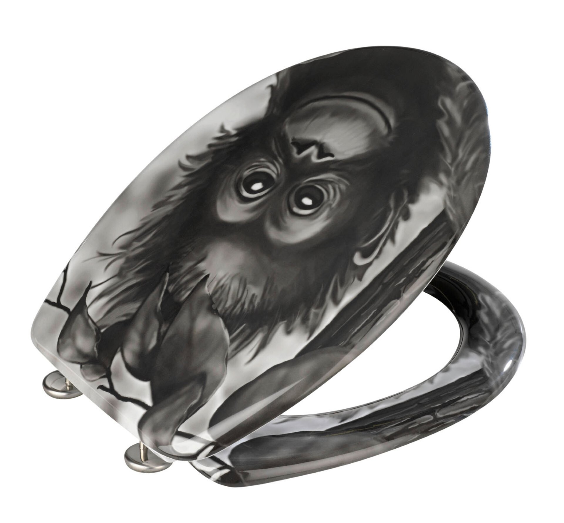 WENKO AFFE WC-Sitz, Grau/Schwarz, Duroplast