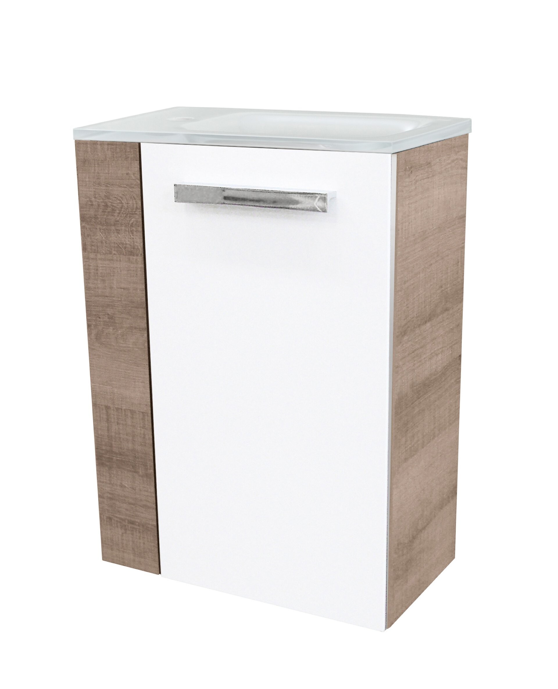 Fackelmann SBC A-VERO Gäste WC Set 2-teilig 45 cm, Braun hell/Weiß, rechts, Glas Weiß Fackelmann SBC A-VERO Gäste WC Set 2-teilig 45 cm, Braun hell/Weiß, rechts, Glas Weiß