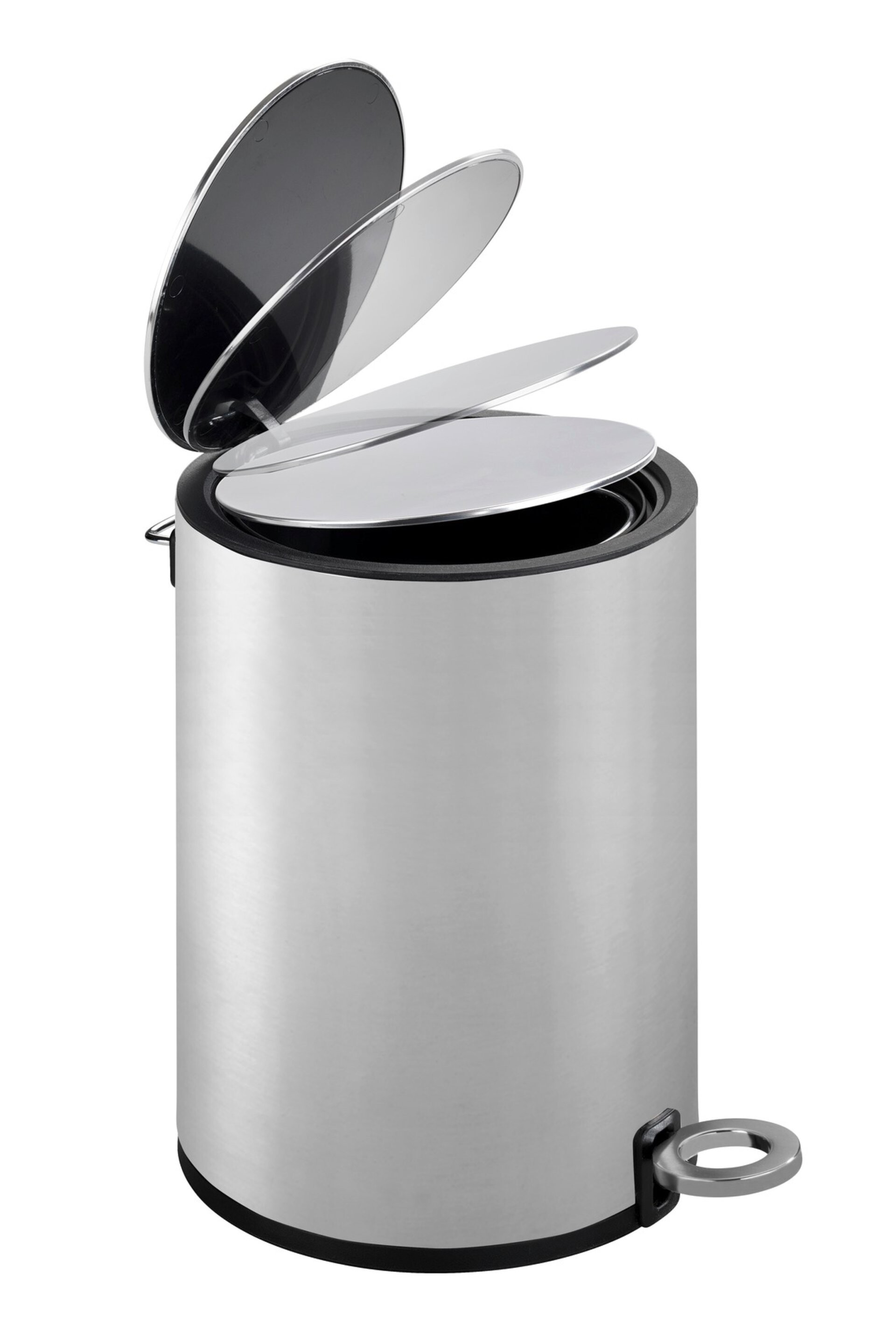 WENKO MONZA Kosmetikeimer 3 Liter, Silber matt, Easy Close, Edelstahl