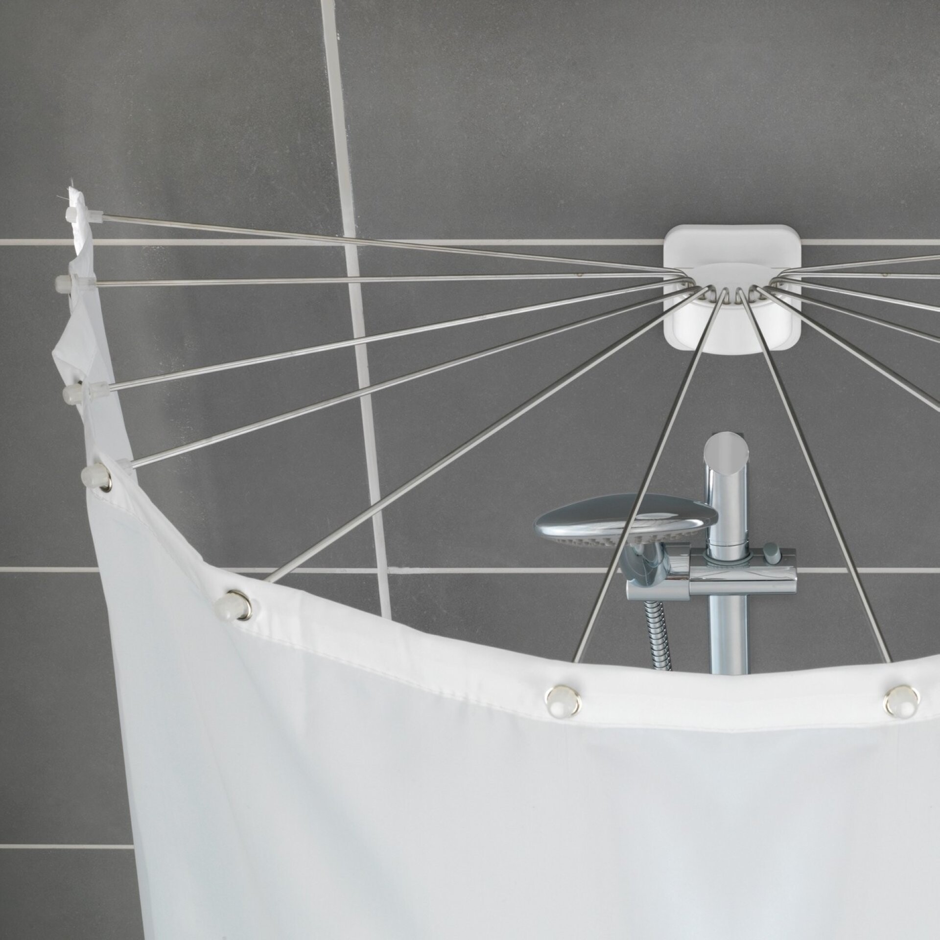 WENKO Duschschirm mit 12 Edelstahl Armen