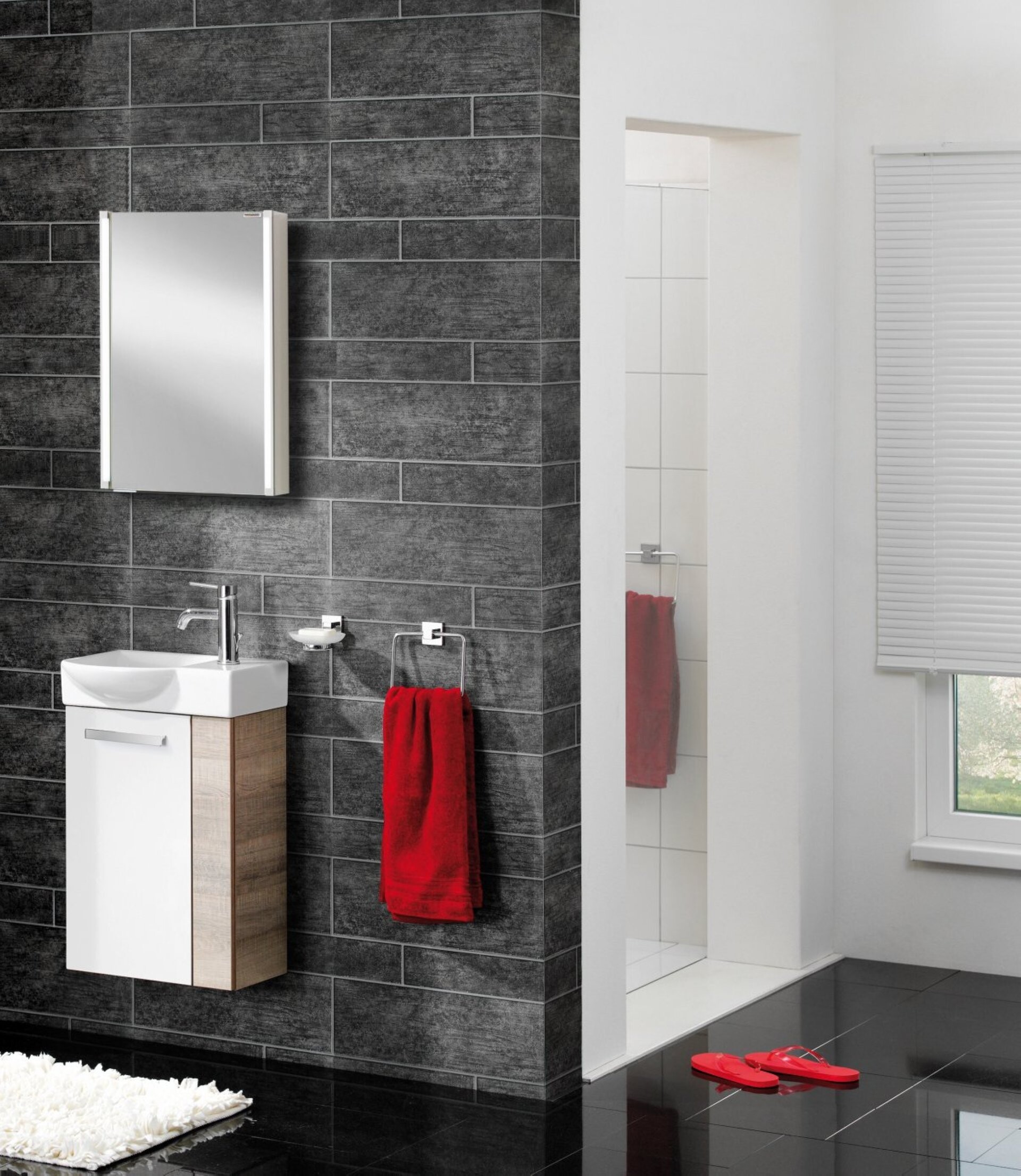 Fackelmann SBC A-VERO Gäste WC Set 4-teilig 45 cm, Braun hell/Weiß, links, Keramik Hahnloch rechts Fackelmann SBC A-VERO Gäste WC Set 4-teilig 45 cm, Braun hell/Weiß, links, Keramik Hahnloch rechts
