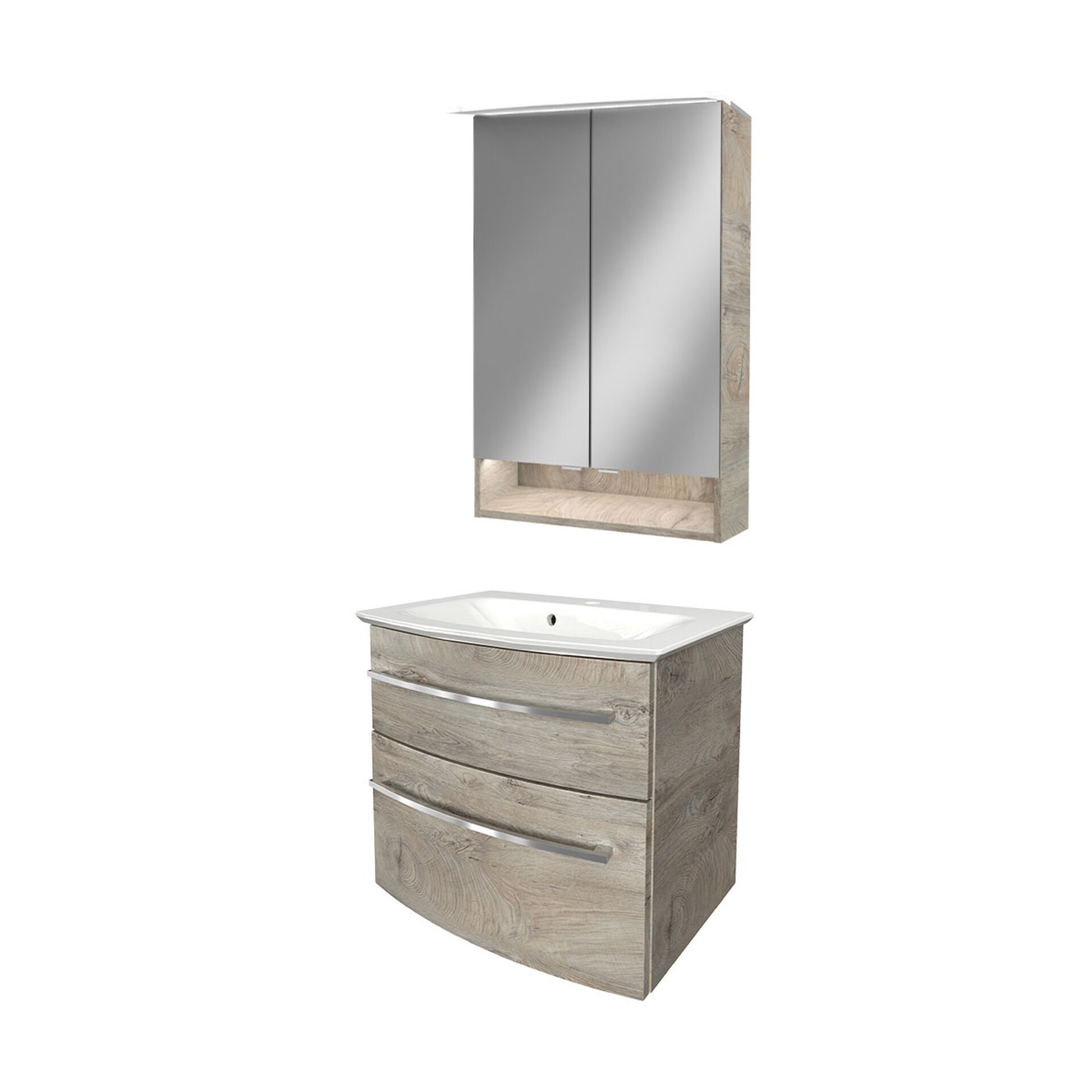 Fackelmann B.STYLE Badmöbel Set 3-teilig, 63 cm, Grau + LED-Spiegelschrank Fackelmann B.STYLE Badmöbel Set 3-teilig, 63 cm, Grau + LED-Spiegelschrank