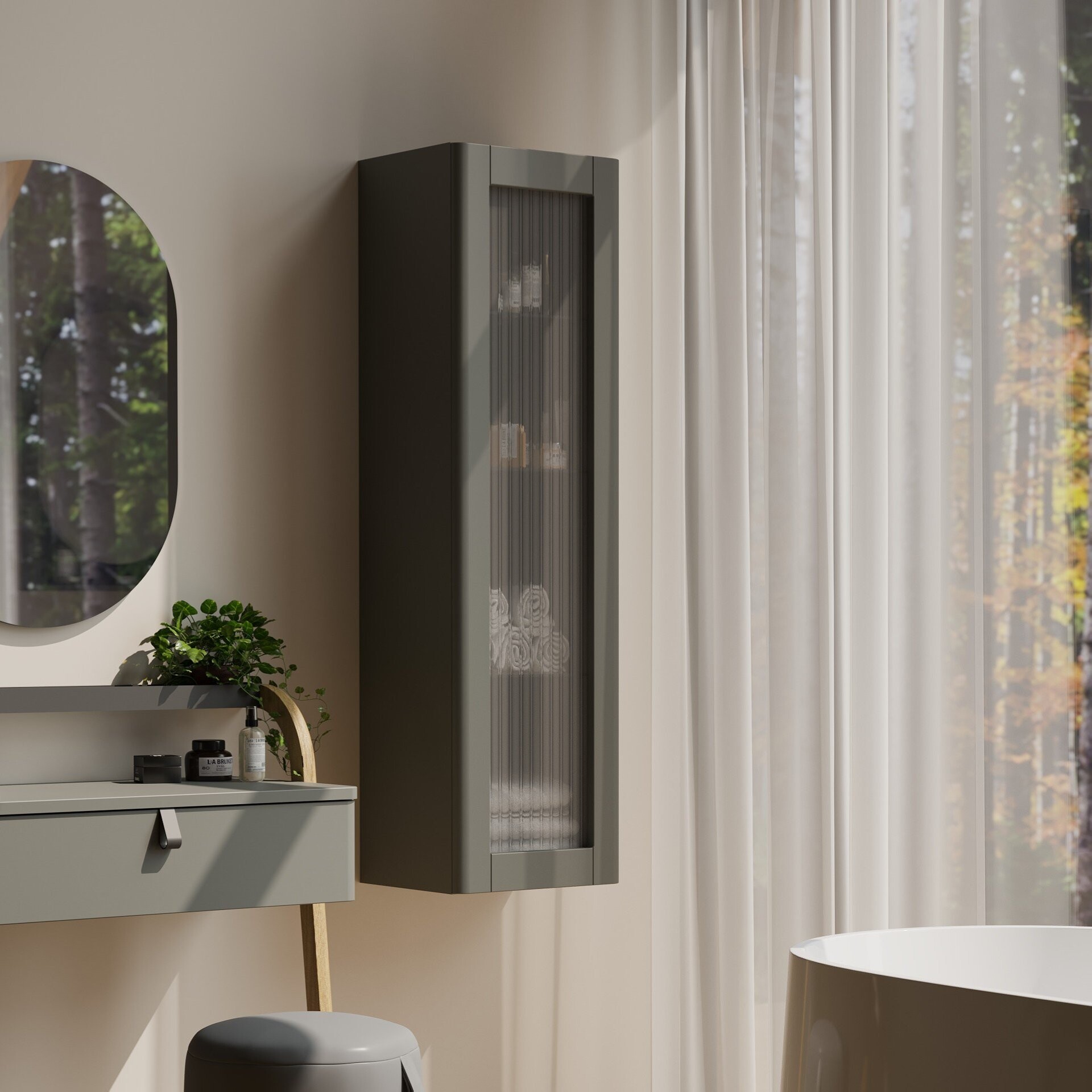 BADEDU PINA Hochschrank 35 cm breit, Grün