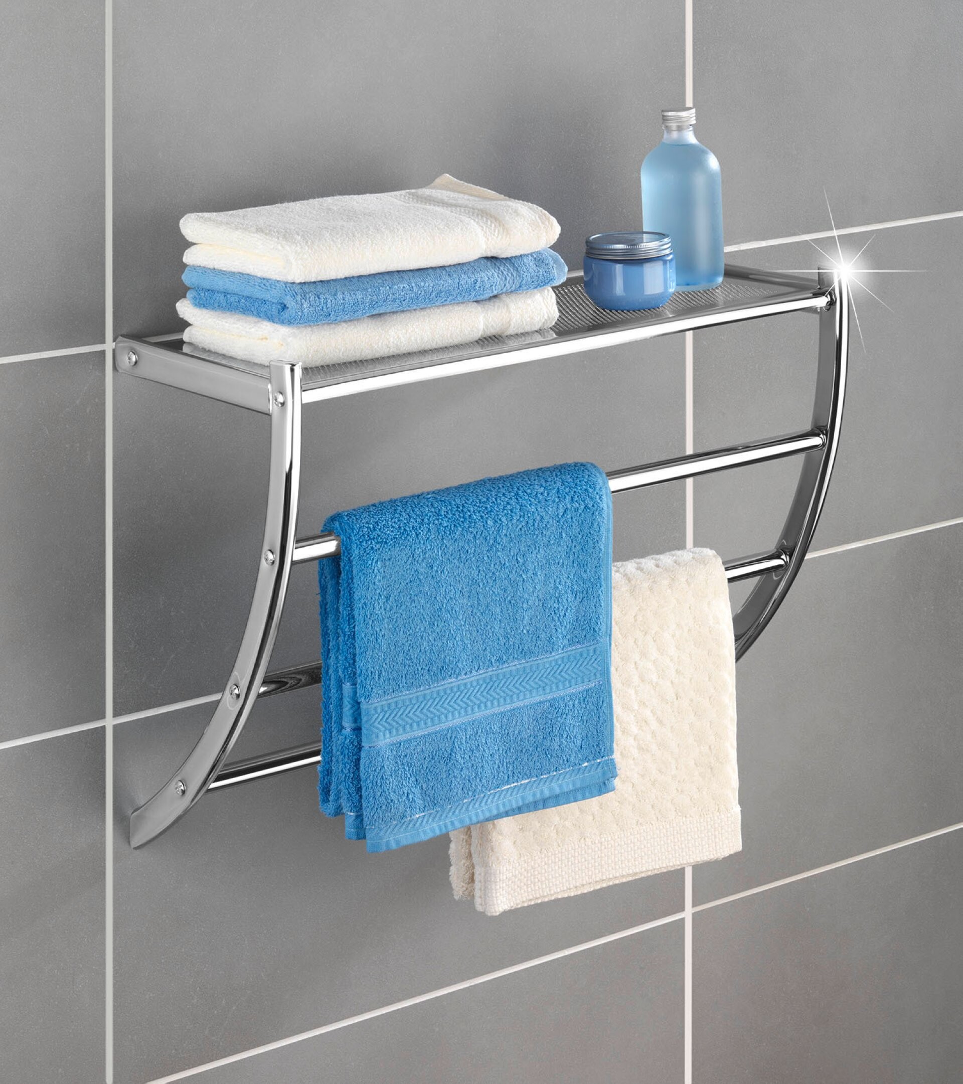WENKO PESCARA Badregal, Chrom, mit Handtuchhalter WENKO PESCARA Badregal, Chrom, mit Handtuchhalter