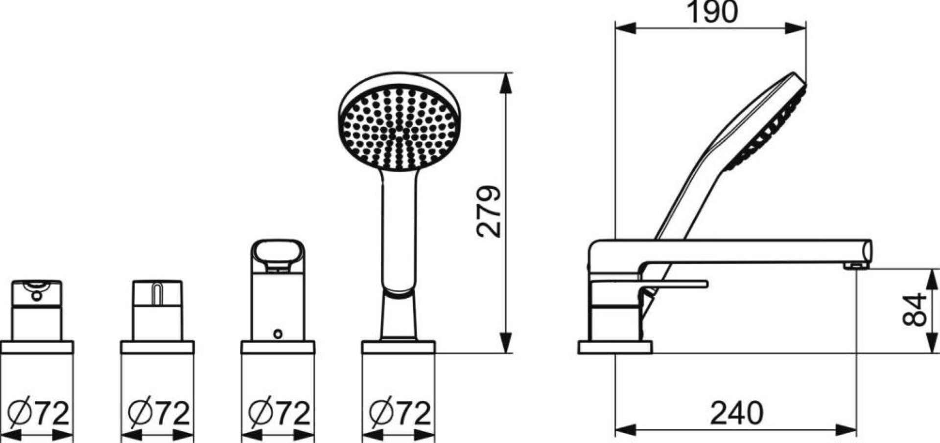 HANSA HANSARONDA Brausearmatur, Chrom, Komplettset eckig HANSA HANSARONDA Brausearmatur, Chrom, Komplettset eckig