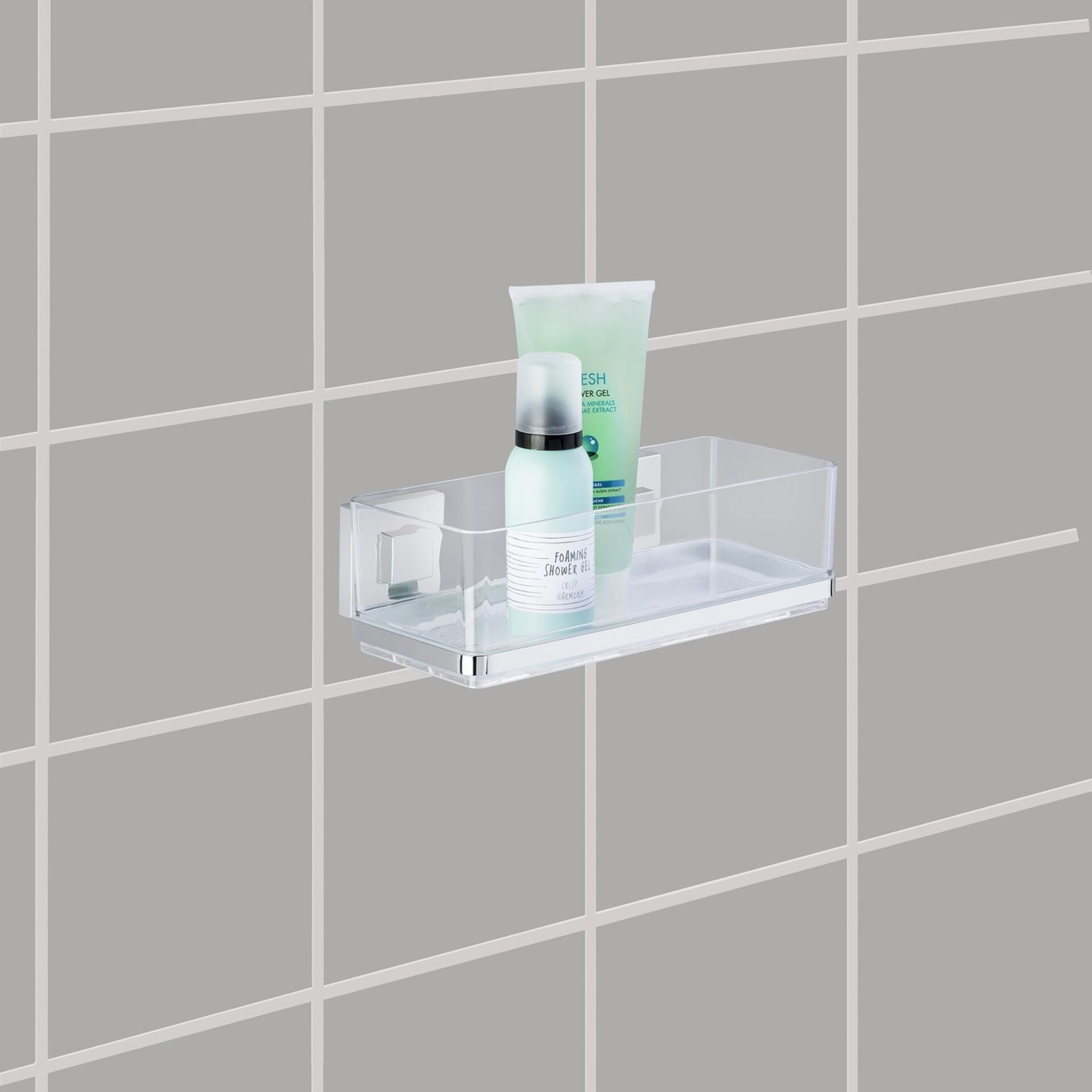 WENKO QUADRO Duschablage, Edelstahl, Befestigen ohne bohren, Vacuum-Loc®