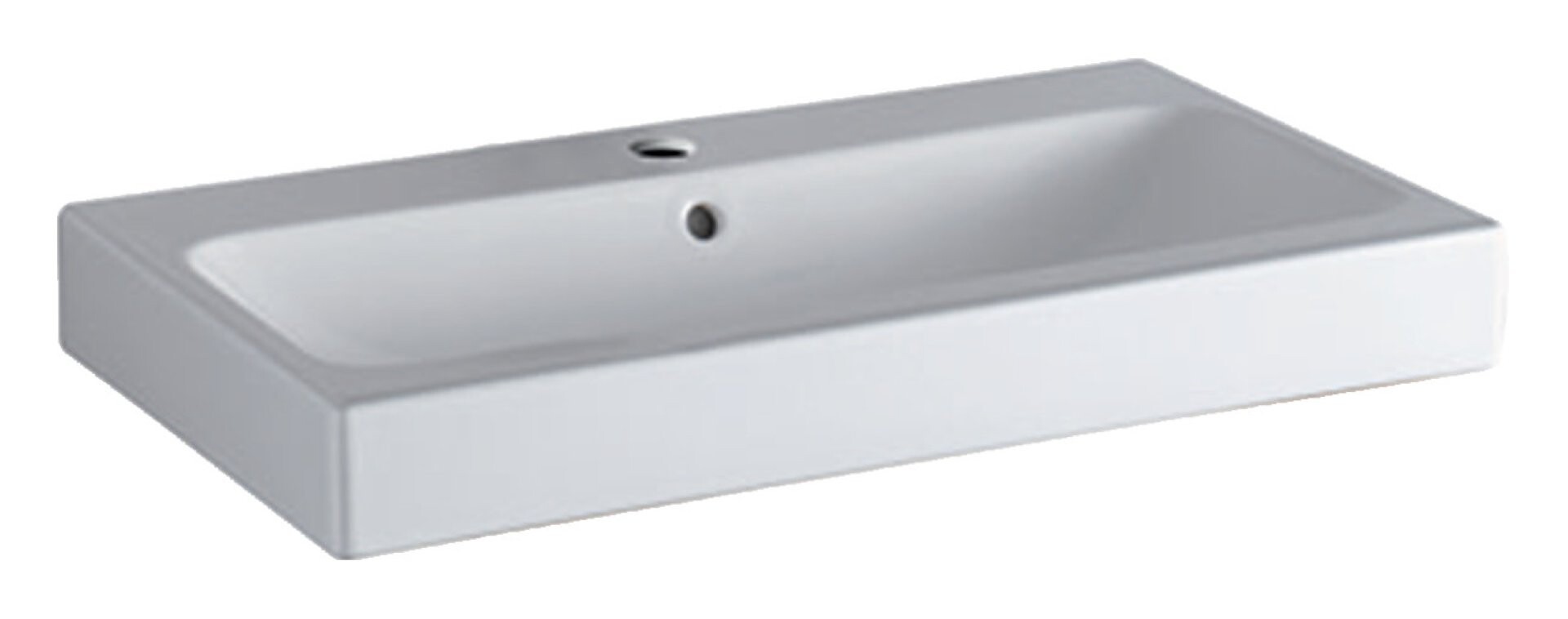 GEBERIT ICON Waschbecken Keramik 75 cm breit, Weiß, mit Hahnloch, mit Überlauf, KeraTect GEBERIT ICON Waschbecken Keramik 75 cm breit, Weiß, mit Hahnloch, mit Überlauf, KeraTect