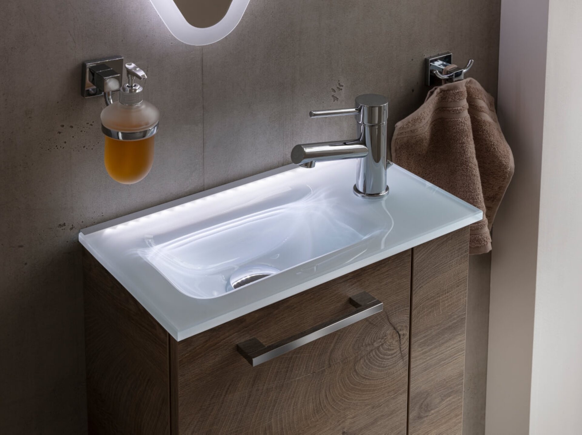 Fackelmann Waschbecken 45 cm aus Glas, Weiß Fackelmann Waschbecken 45 cm aus Glas, Weiß