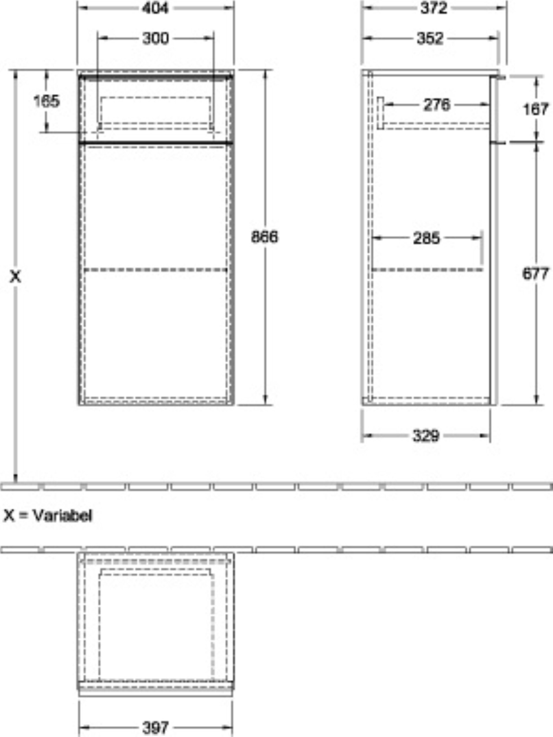 VILLEROY & BOCH VENTICELLO Seitenschrank 40 cm, Weiß, Griff Chrom, Türanschlag links