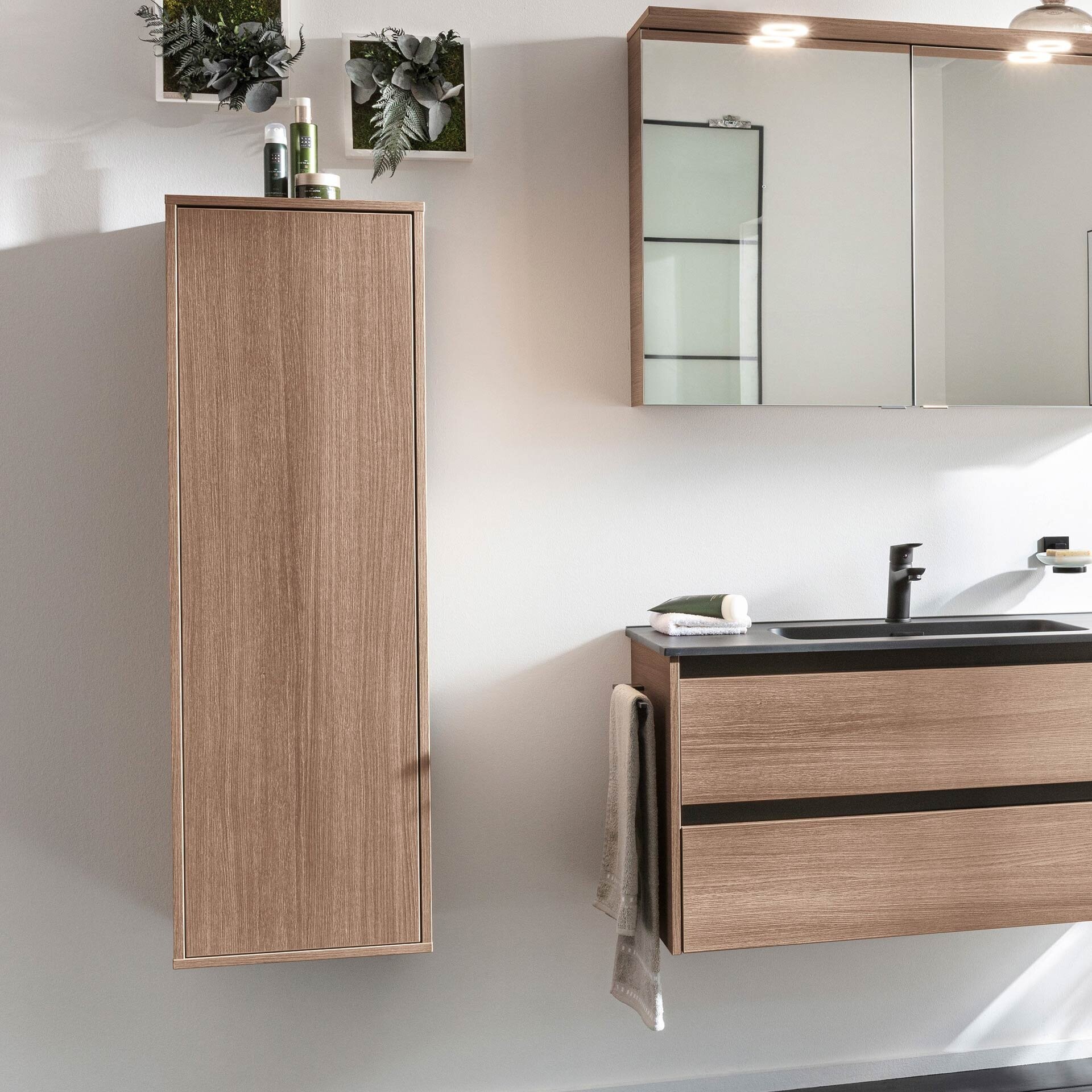 FACKELMANN ViTA Midischrank 40 cm breit, Braun hell, Türanschlag links