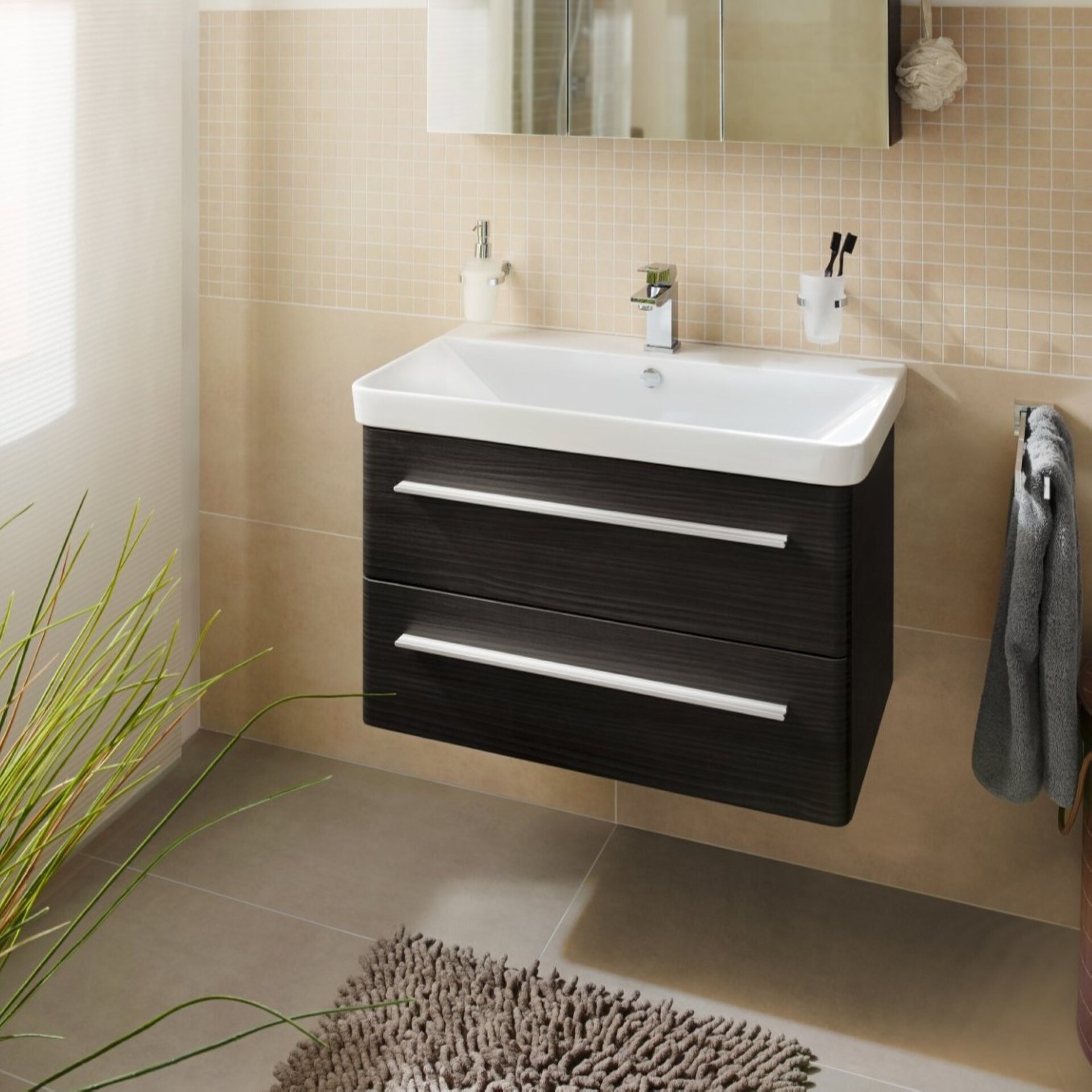 Lanzet K8 Waschtischunterschrank 76 cm Schwarz Lanzet K8 Waschtischunterschrank 76 cm Schwarz