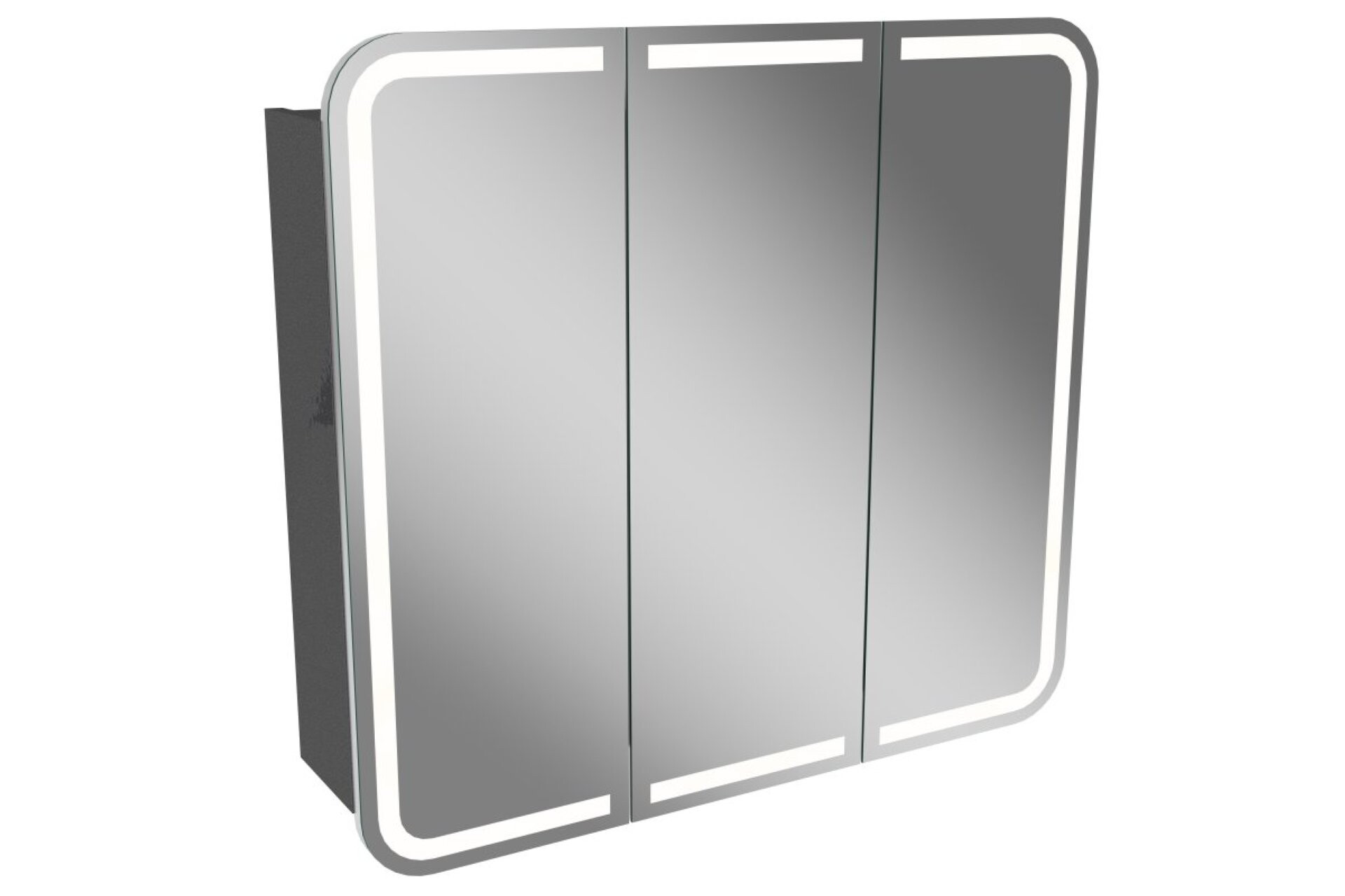 Lanzet M9 Spiegelschrank 80 cm mit umlaufender LED-Beleuchtung, Grau Lanzet M9 Spiegelschrank 80 cm mit umlaufender LED-Beleuchtung, Grau