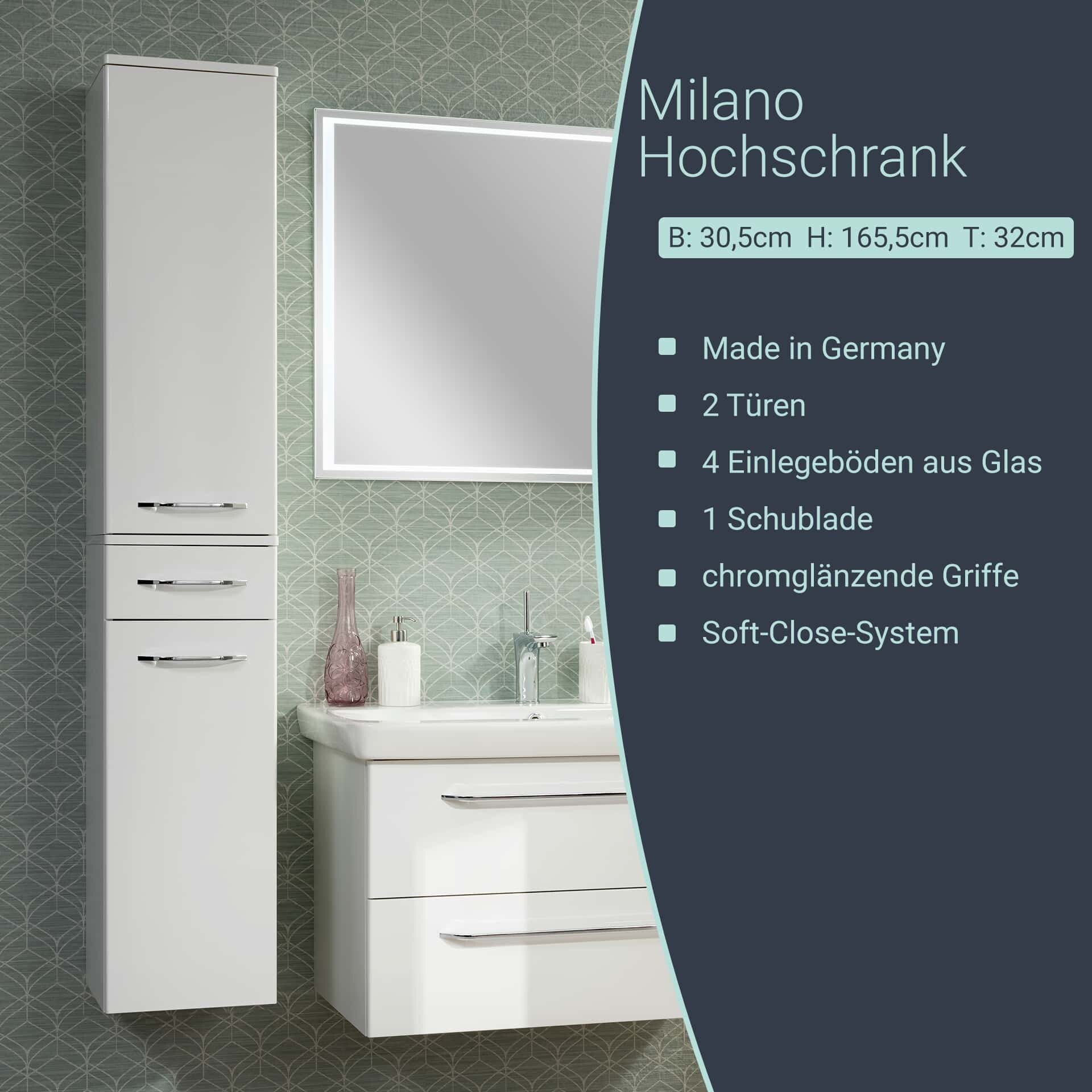 Fackelmann MILANO Hochschrank 30 cm, Weiß Fackelmann MILANO Hochschrank 30 cm, Weiß