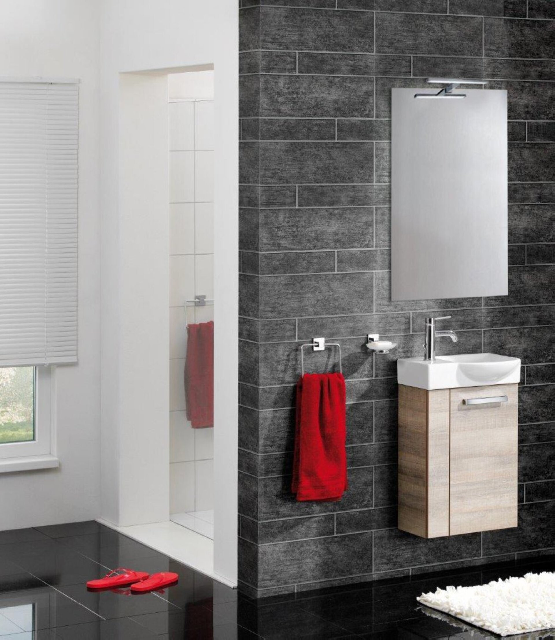 Fackelmann SBC A-VERO Gäste WC Set 3-teilig 45 cm, Braun hell, rechts, Keramik Hahnloch links Fackelmann SBC A-VERO Gäste WC Set 3-teilig 45 cm, Braun hell, rechts, Keramik Hahnloch links