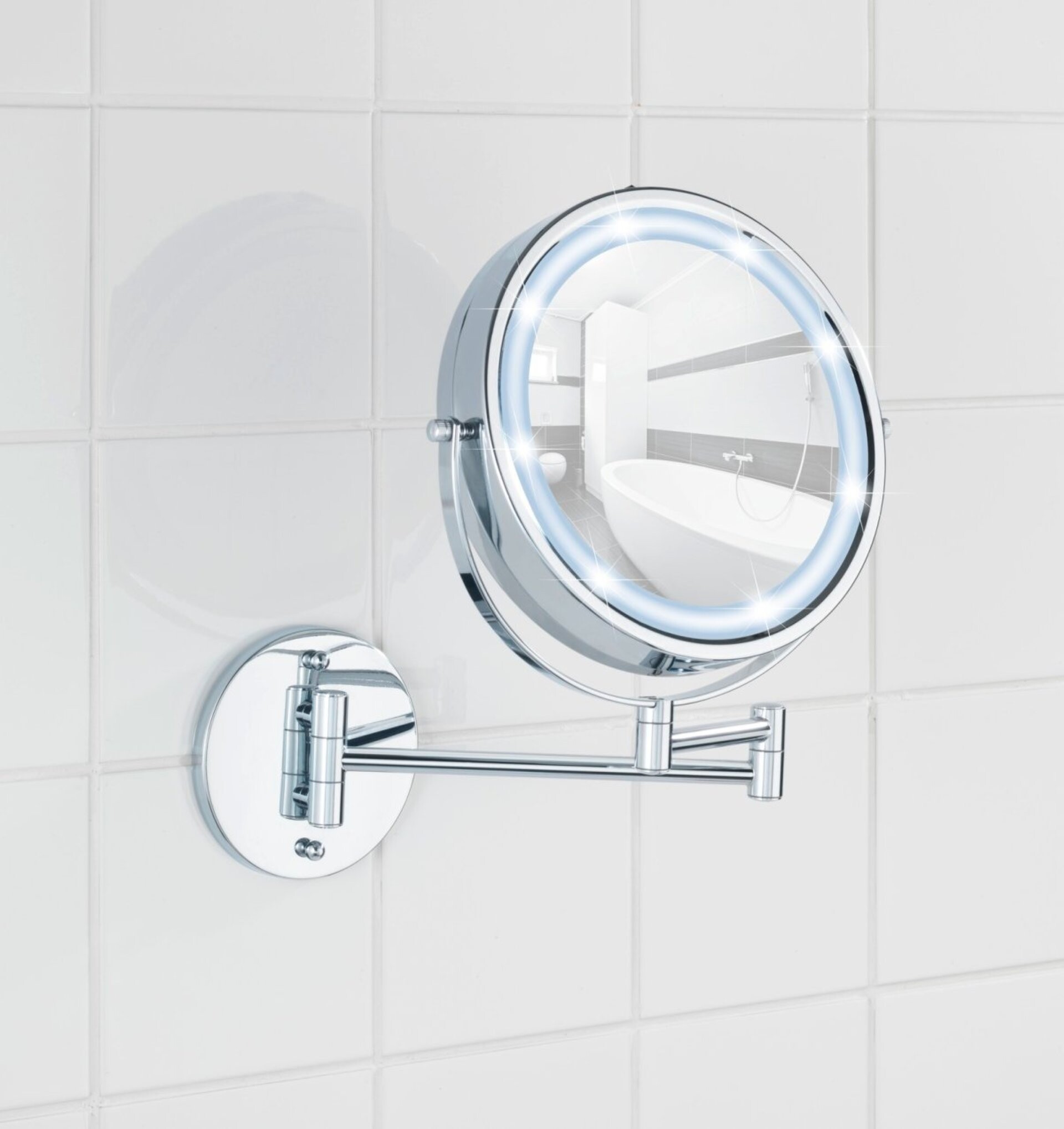 WENKO LUMI LED Kosmetikspiegel, 5-fach Vergrößerung, Befestigen ohne bohren, Power-Loc® WENKO LUMI LED Kosmetikspiegel, 5-fach Vergrößerung, Befestigen ohne bohren, Power-Loc®