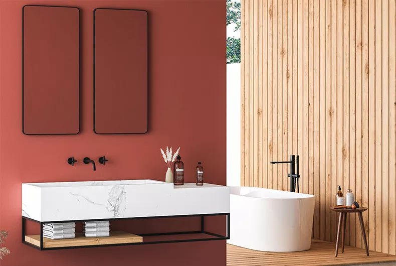 Badezimmer Wandfarbe in warmen Tönen Badezimmer Wandfarbe in warmen Tönen